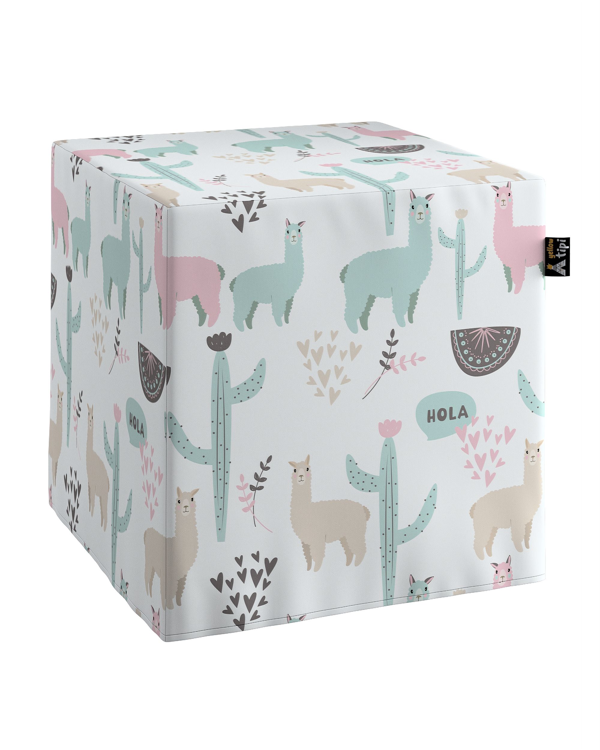 Pouf cube Nano couleur vert tissu à motifs