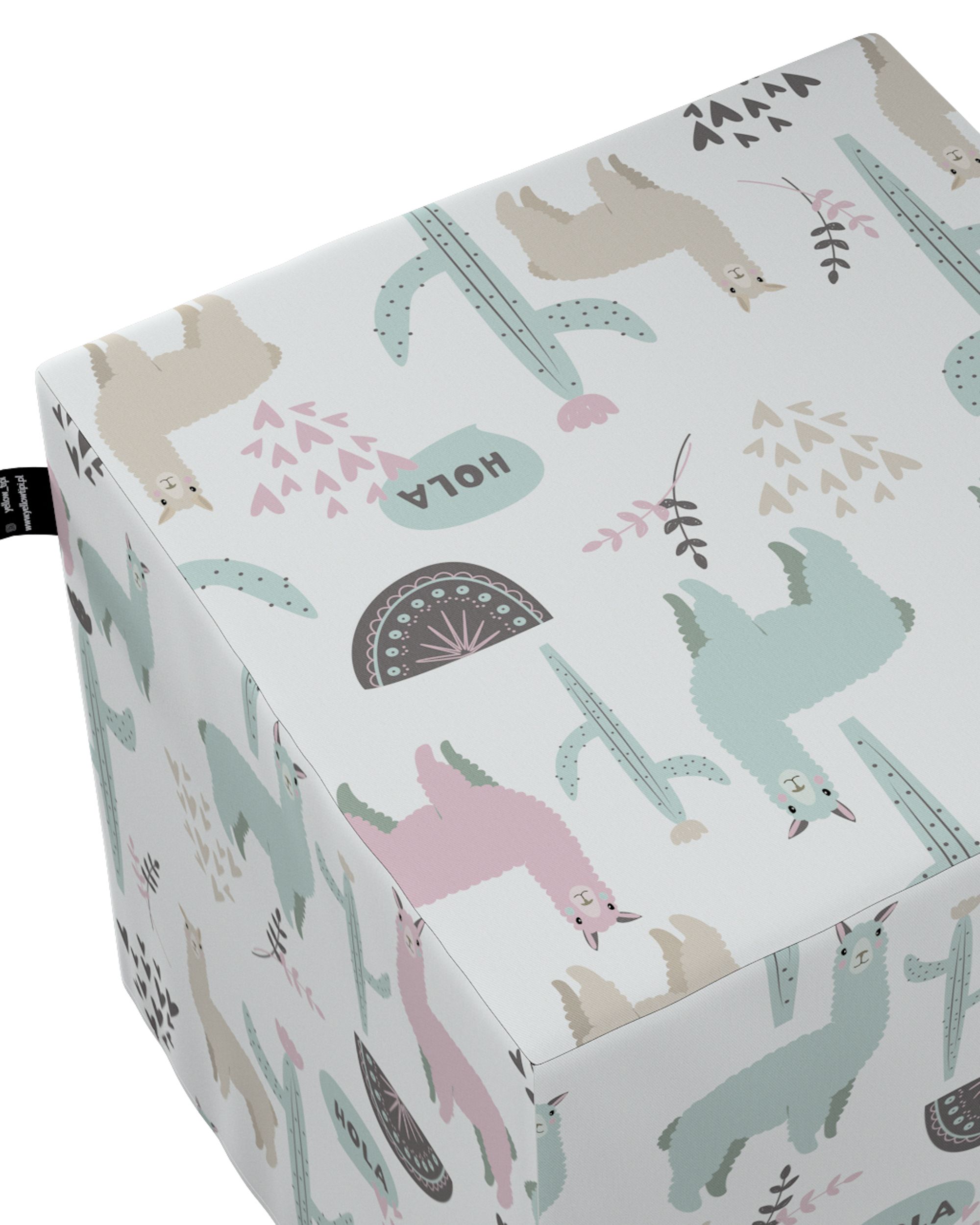 Pouf cube Nano couleur vert tissu à motifs (hover)