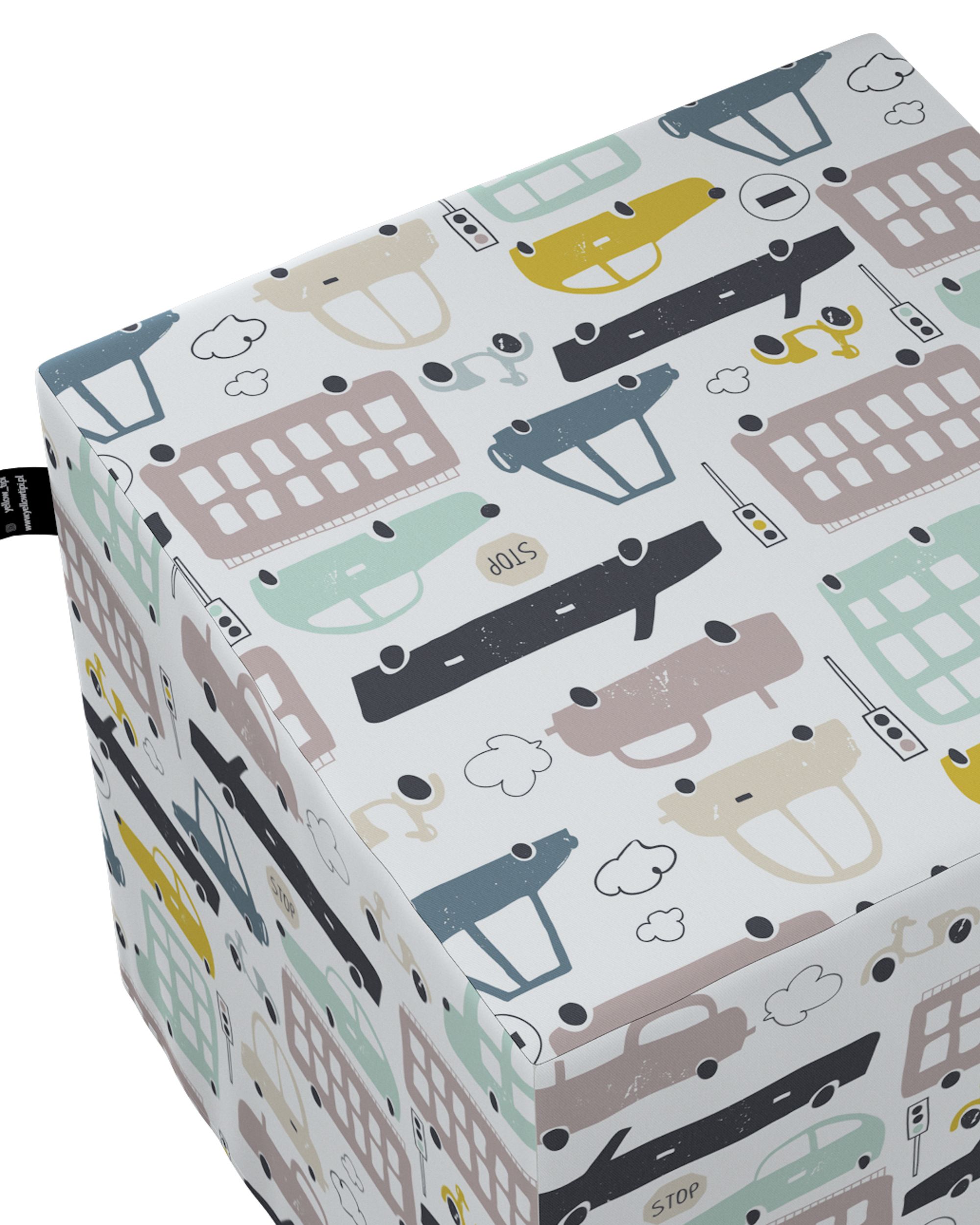Pouf cube Nano couleur beige tissu à motifs (hover)