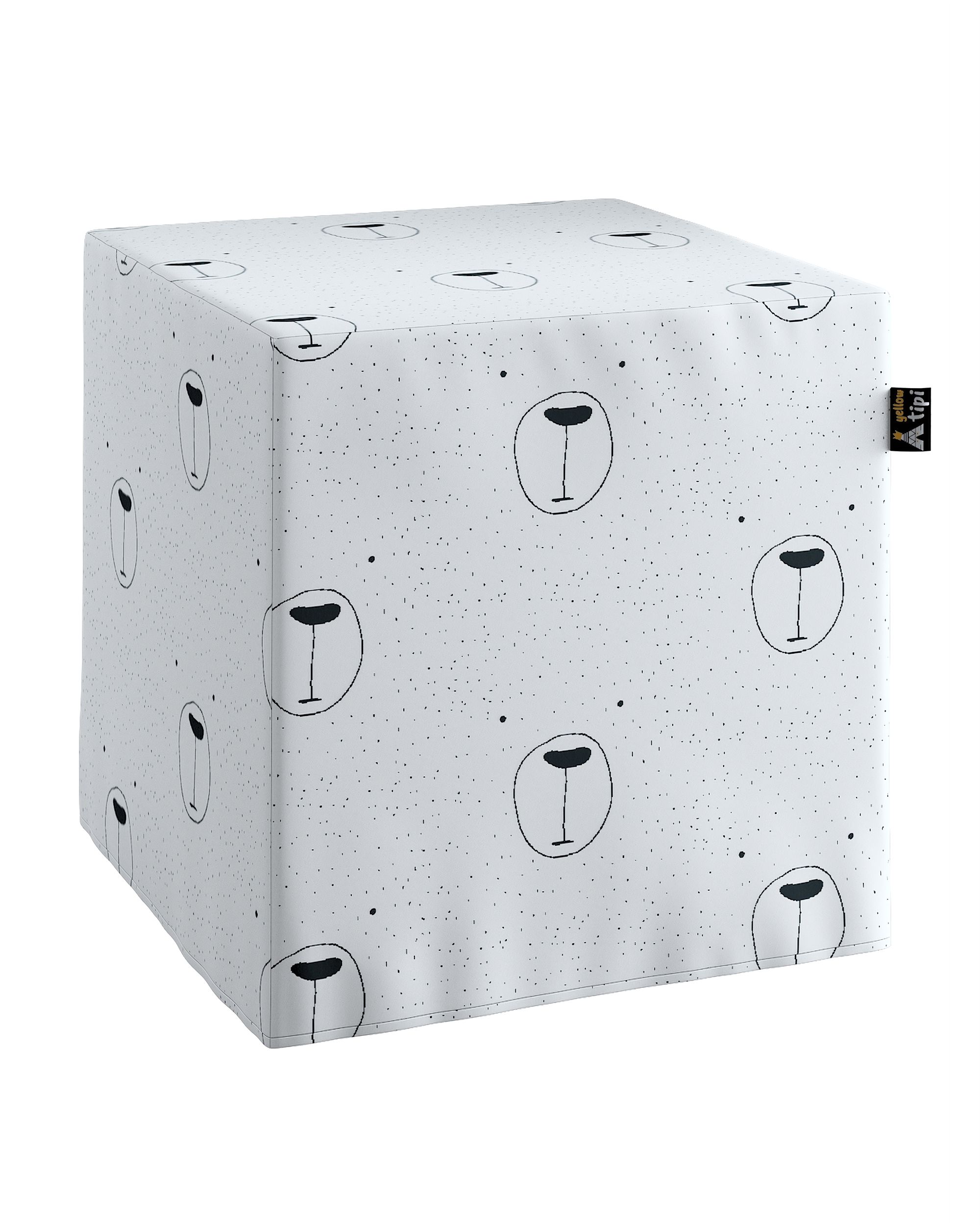 Pouf cube Nano couleur blanc tissu à motifs