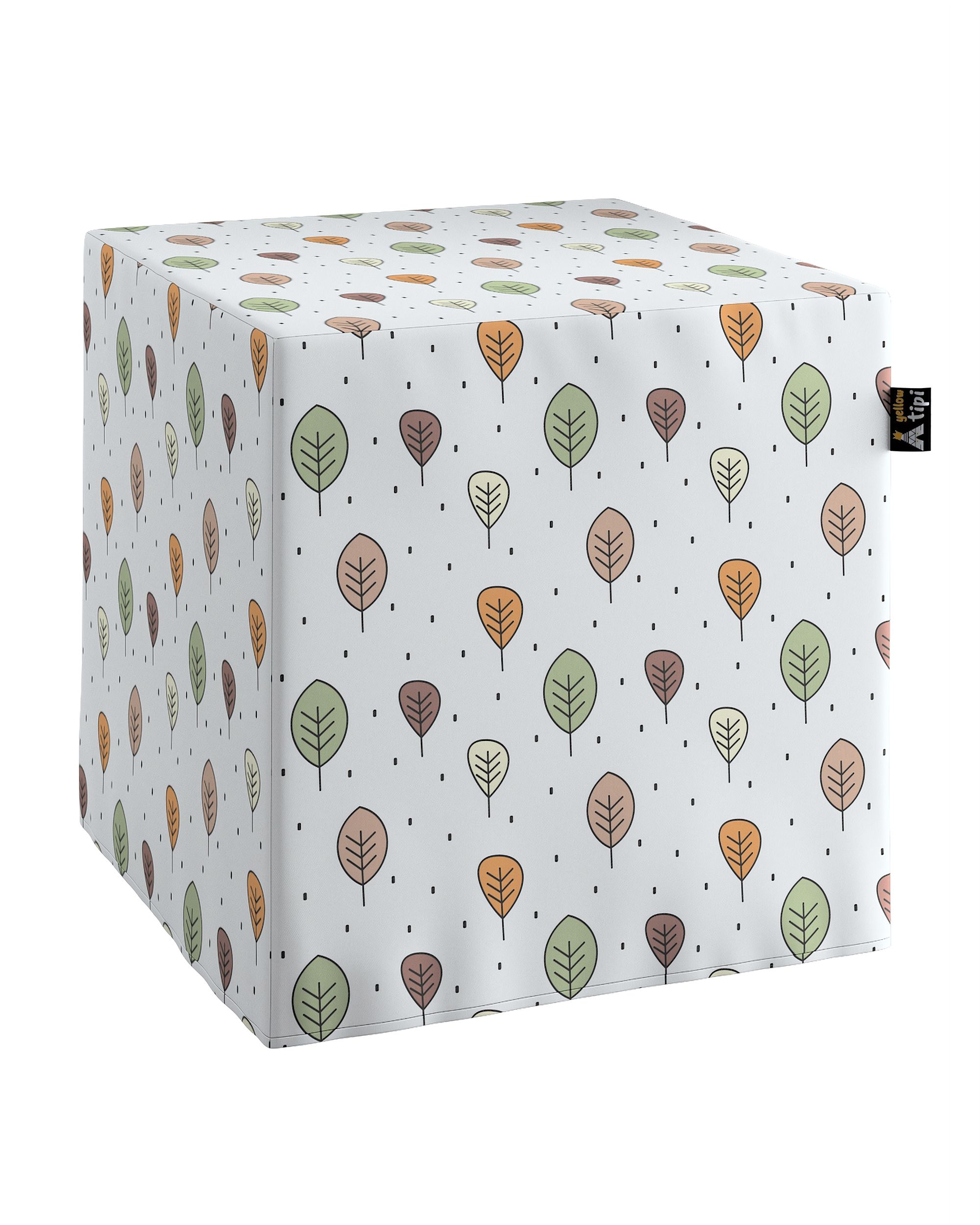 Pouf cube Nano couleur marron tissu à motifs