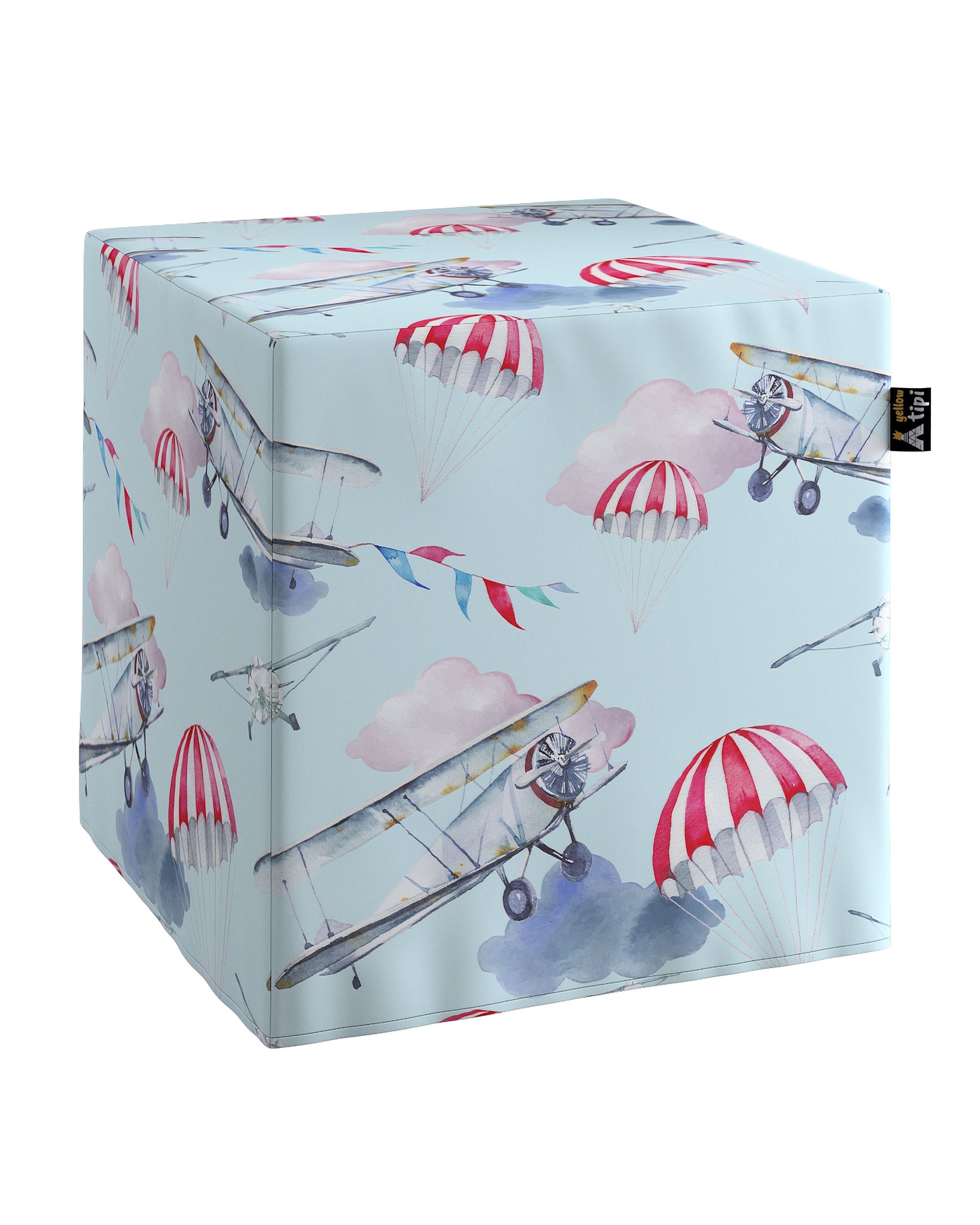 Pouf cube Nano couleur bleu tissu à motifs