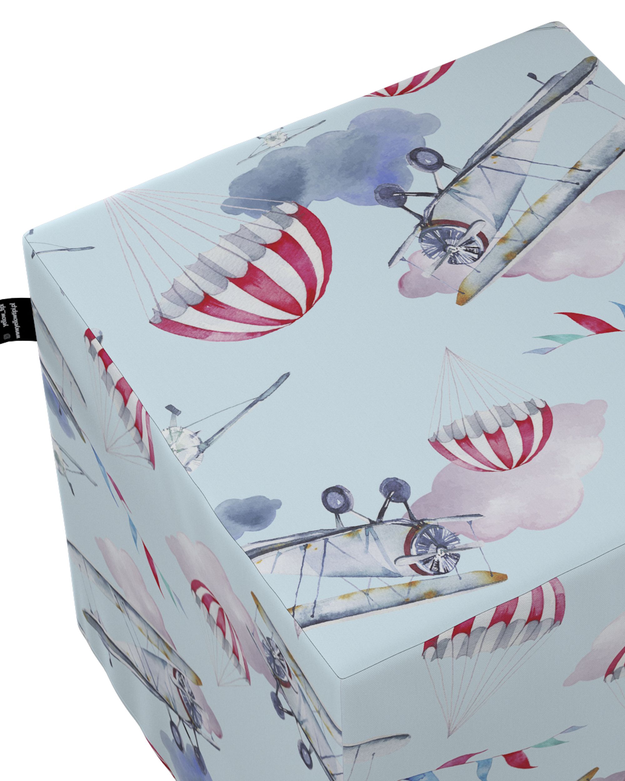 Pouf cube Nano couleur bleu tissu à motifs (hover)