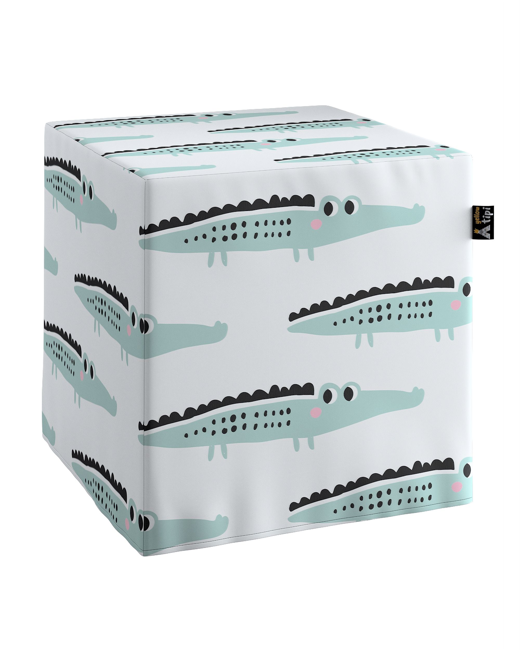 Pouf cube Nano couleur vert tissu à motifs