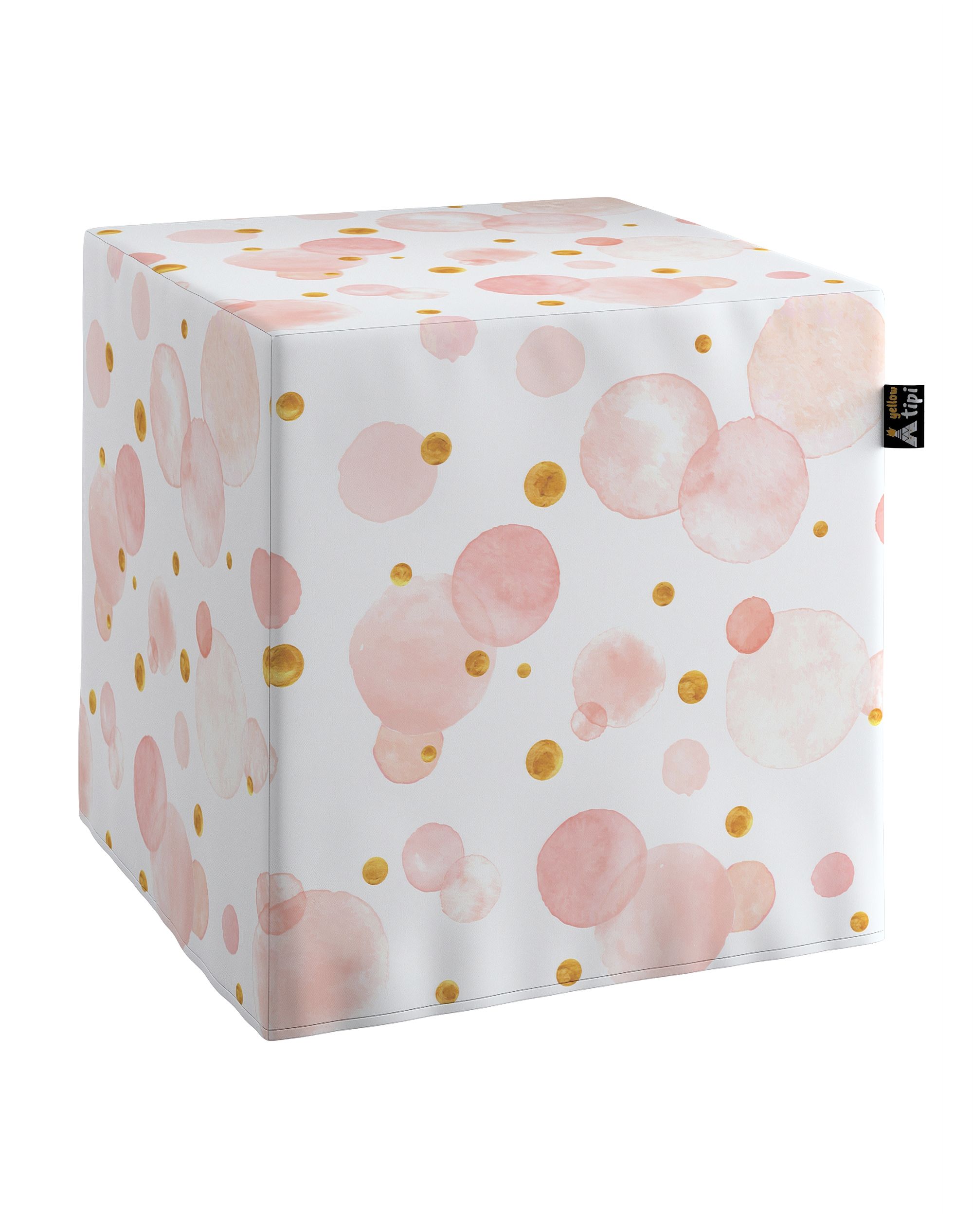 Pouf cube Nano couleur rose tissu à motifs