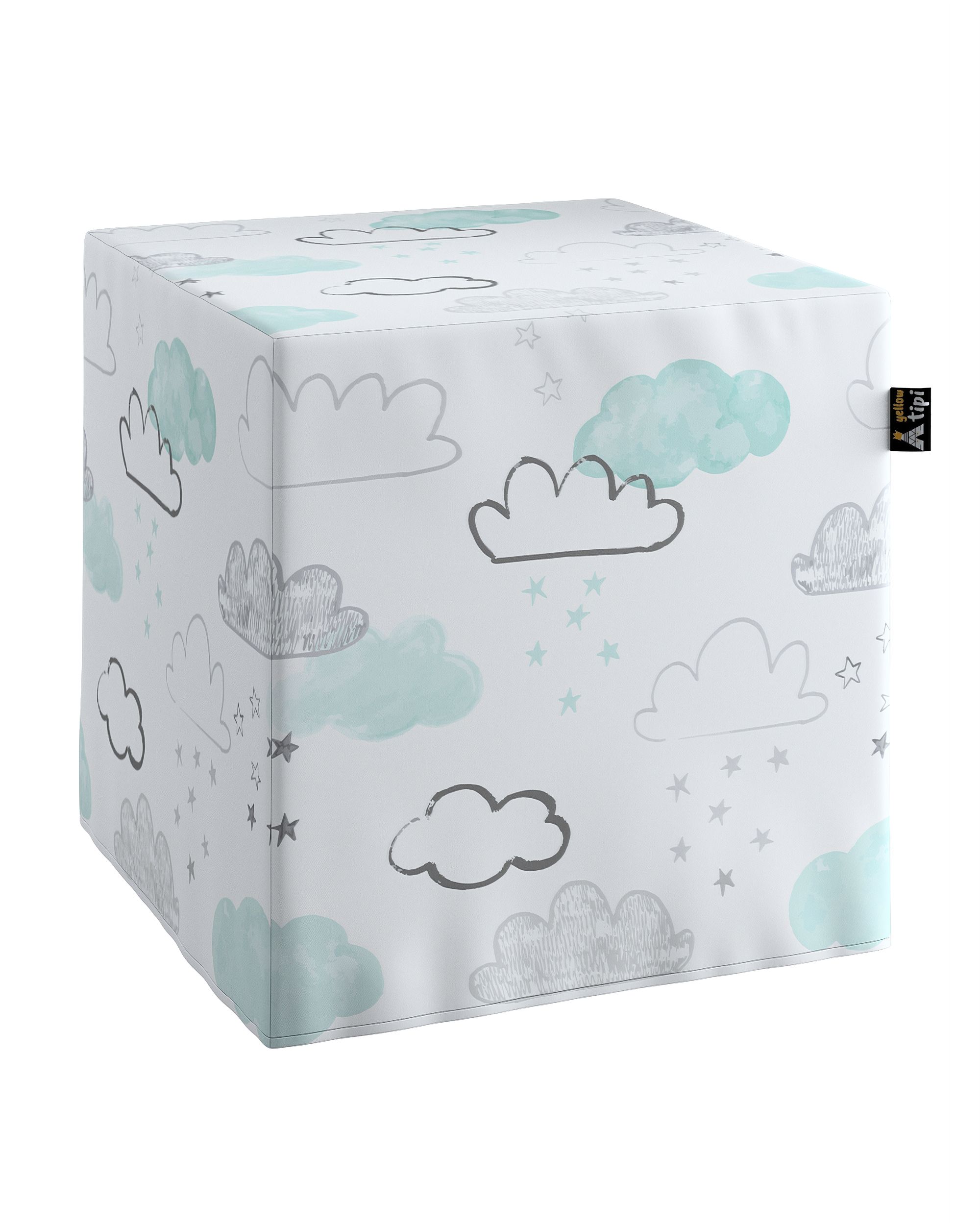 Pouf cube Nano couleur blanc tissu à motifs