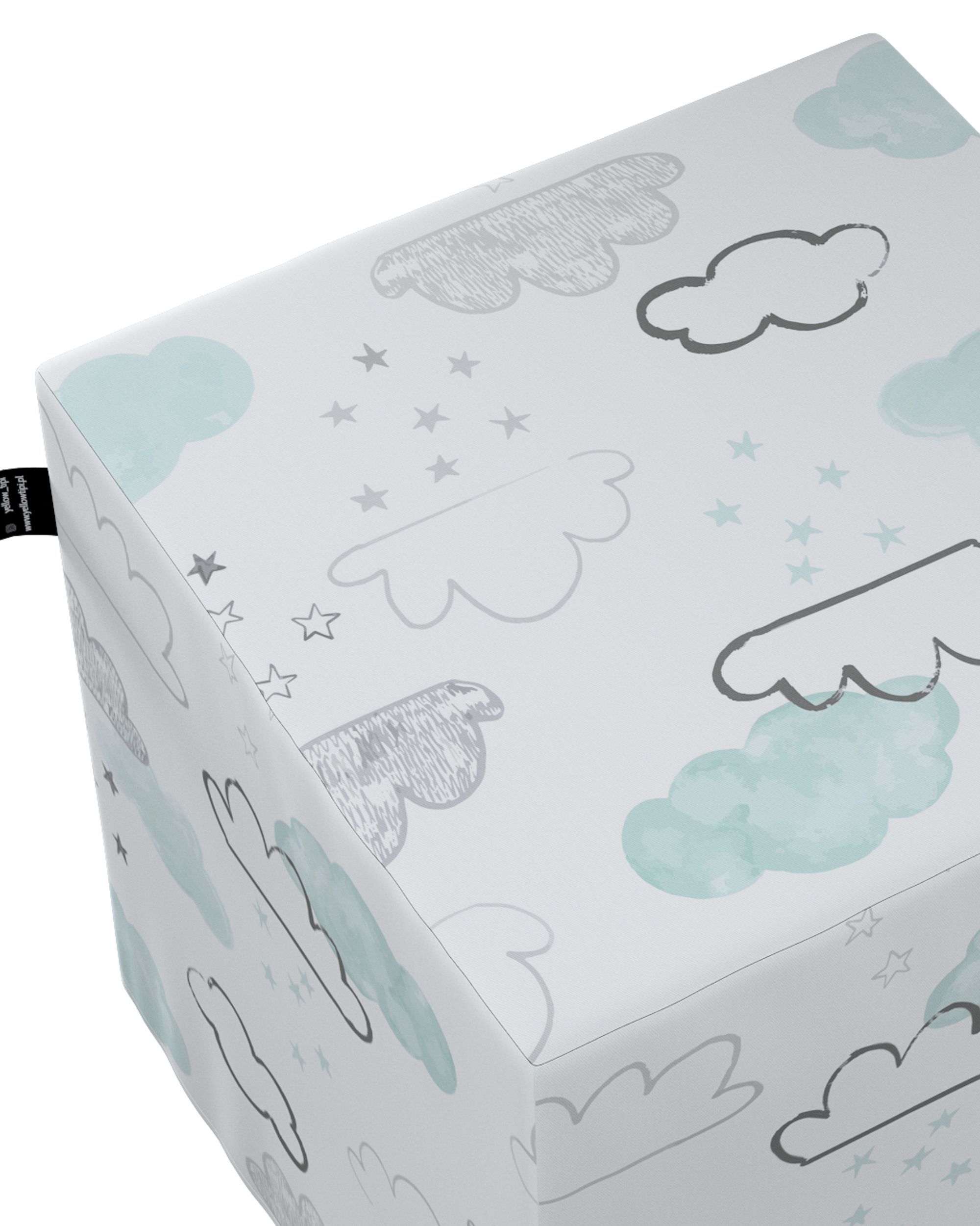 Pouf cube Nano couleur blanc tissu à motifs (hover)