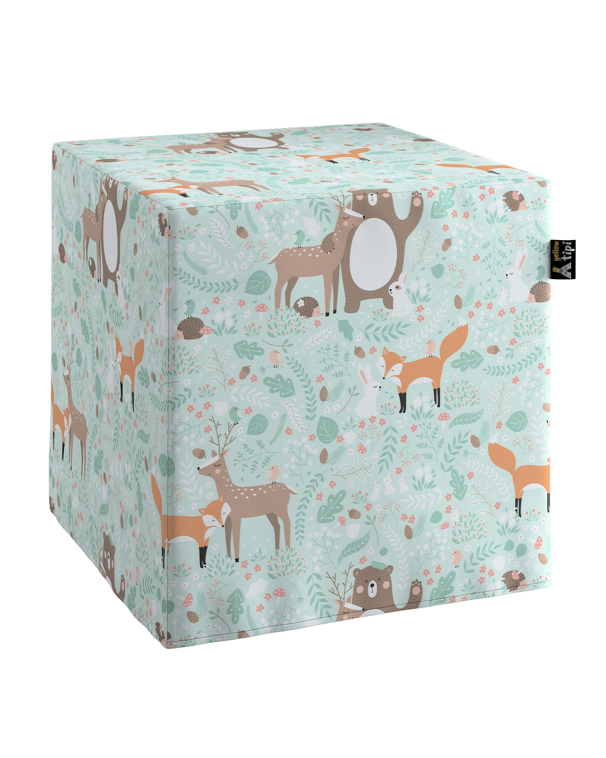 Pouf cube Nano couleur vert tissu à motifs