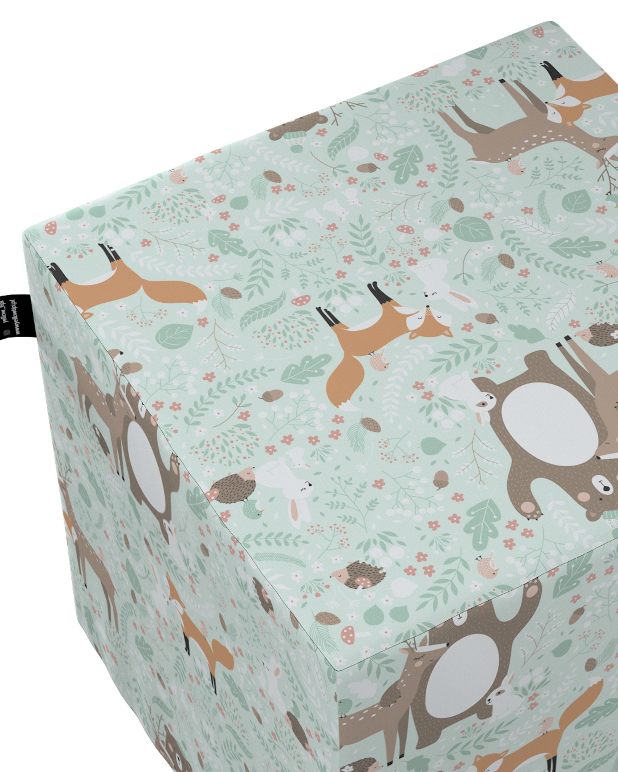 Pouf cube Nano couleur vert tissu à motifs (hover)