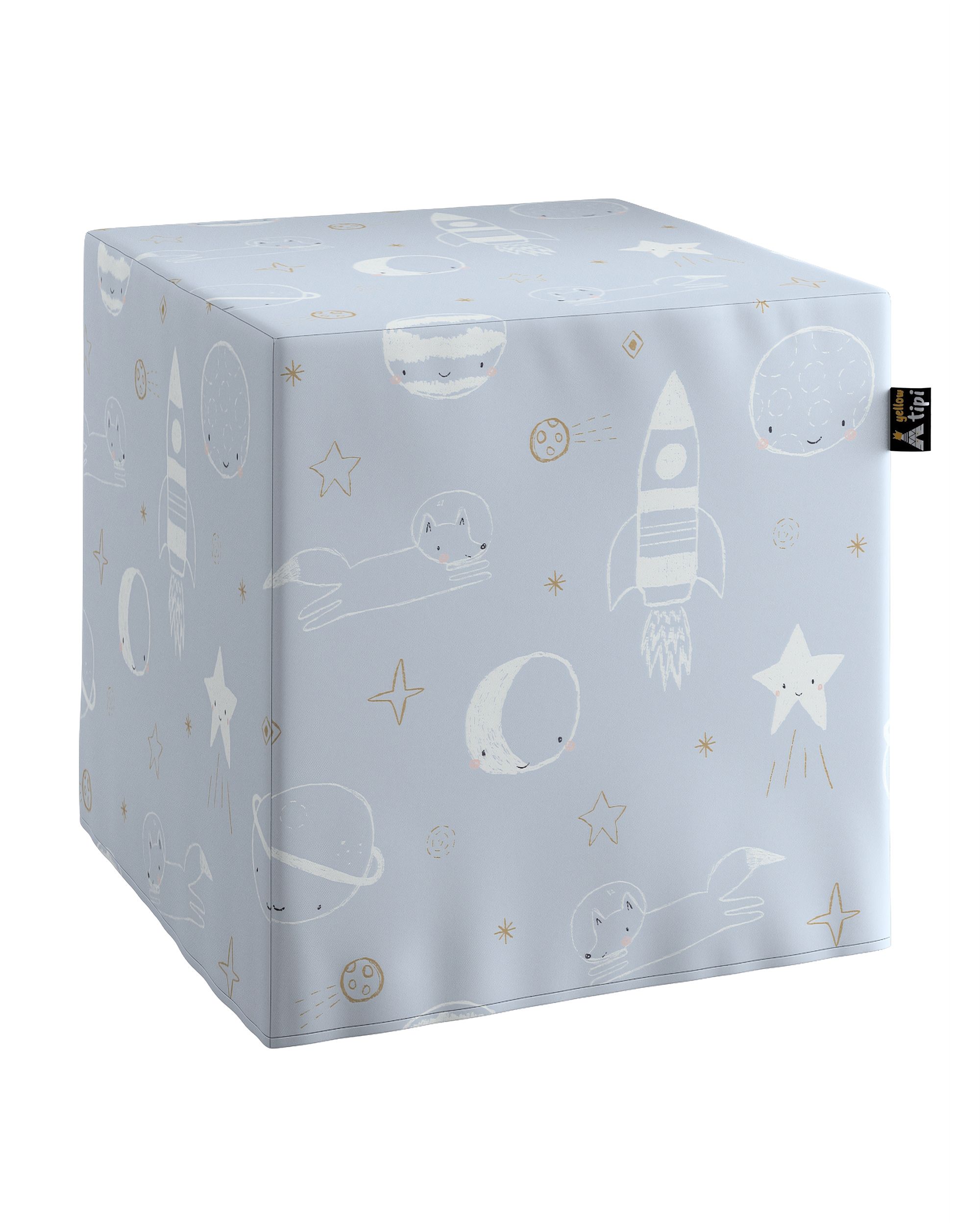 Pouf cube Nano couleur bleu tissu à motifs