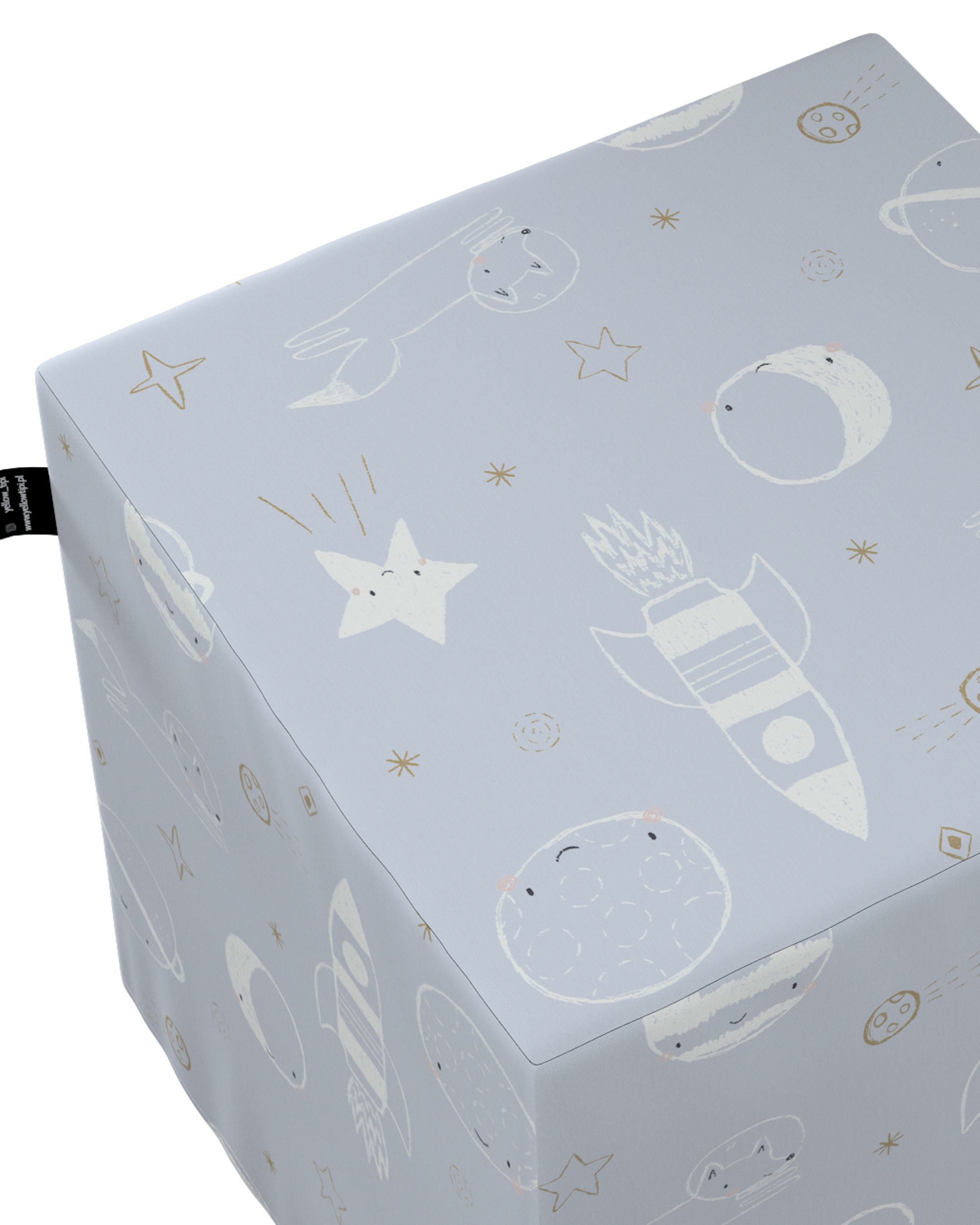 Pouf cube Nano couleur bleu tissu à motifs (hover)