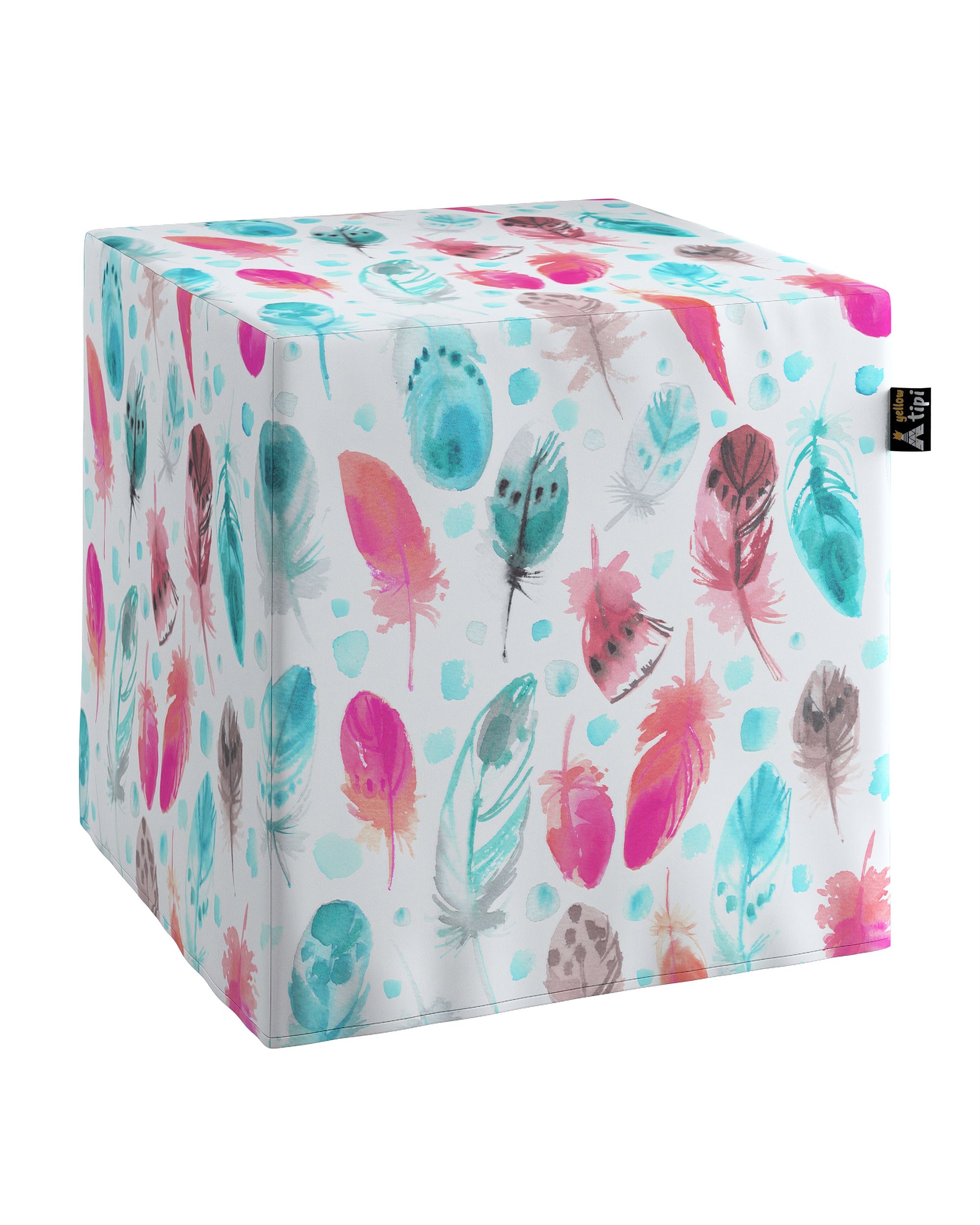 Pouf cube Nano couleur bleu tissu à motifs