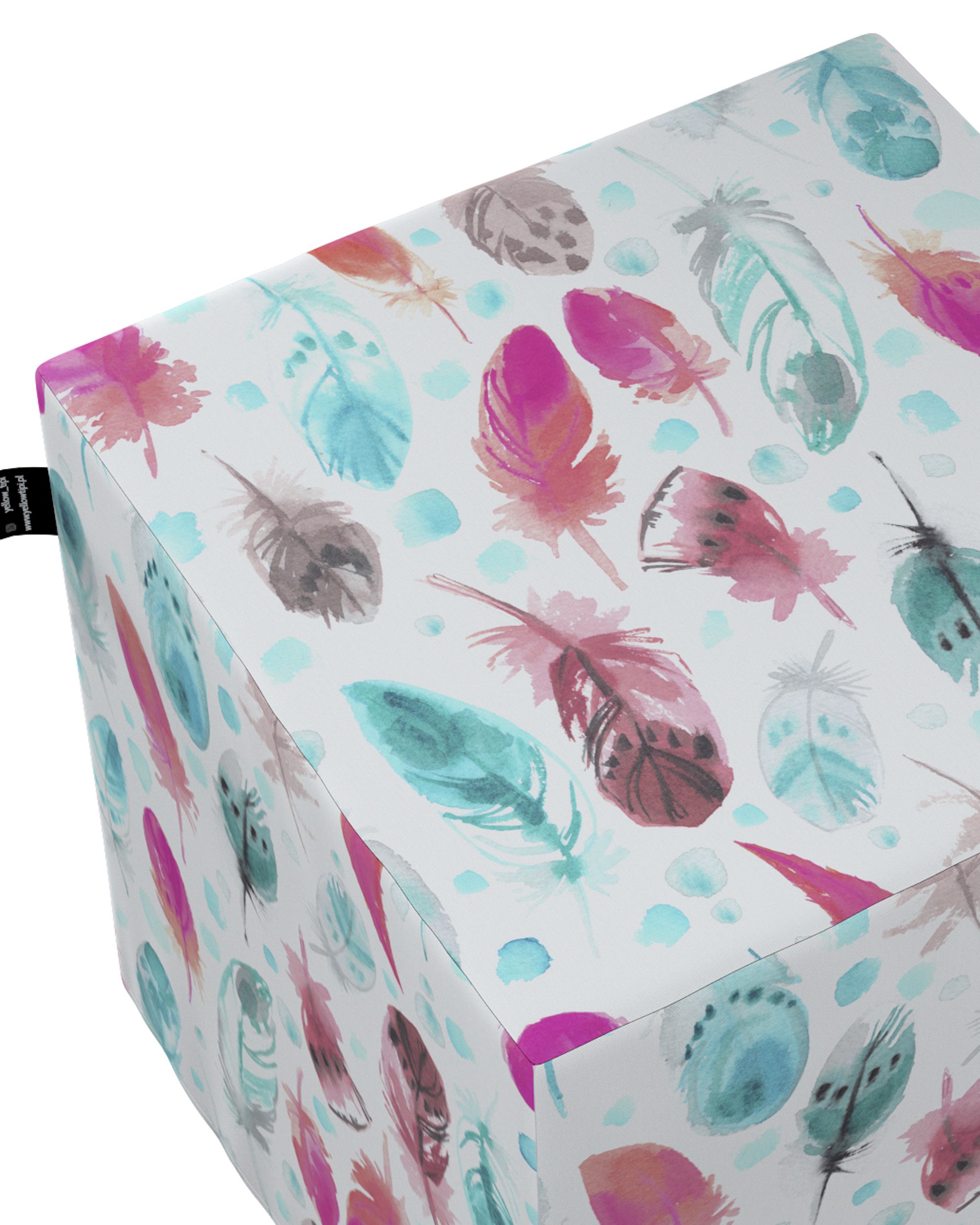 Pouf cube Nano couleur bleu tissu à motifs (hover)