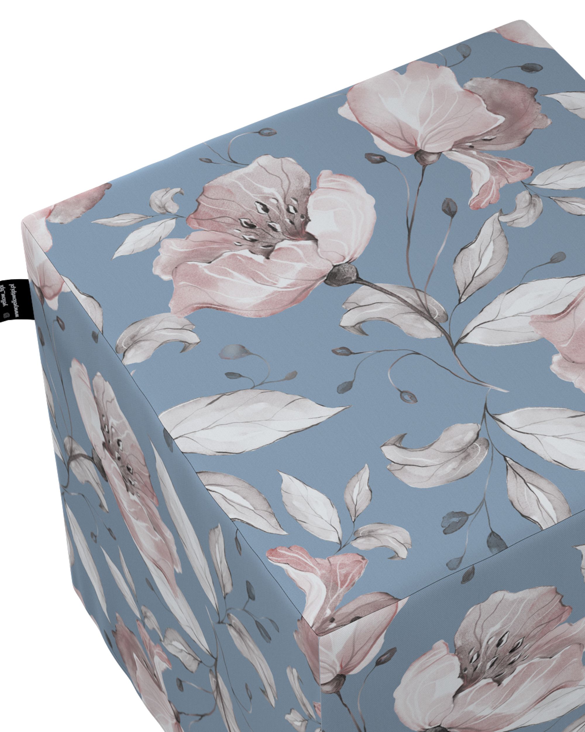 Pouf cube Nano couleur bleu tissu à motifs (hover)