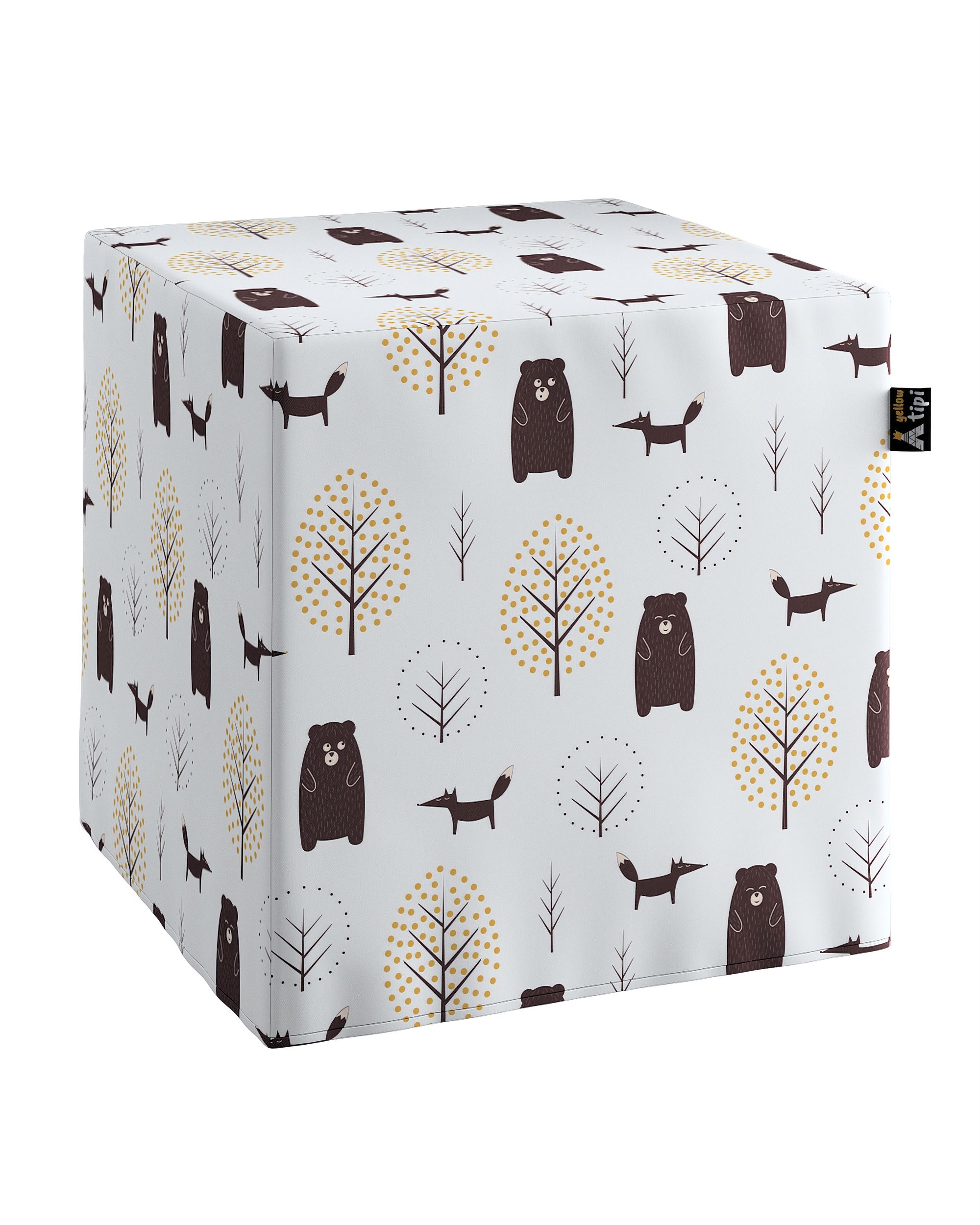 Pouf cube Nano couleur marron tissu à motifs