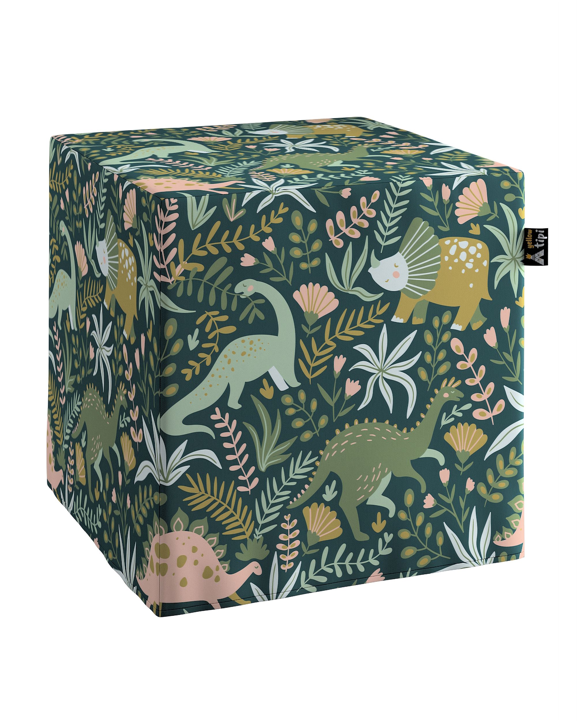 Pouf cube Nano couleur vert tissu à motifs