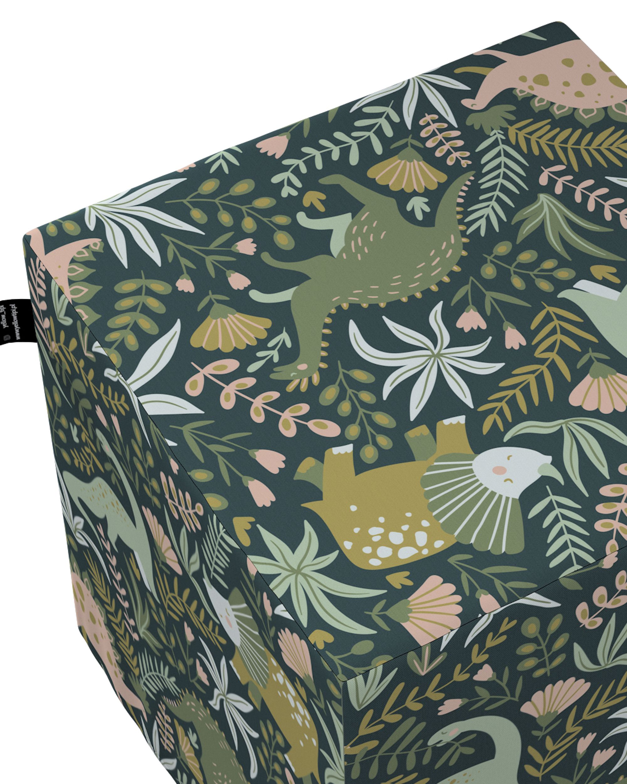 Pouf cube Nano couleur vert tissu à motifs (hover)