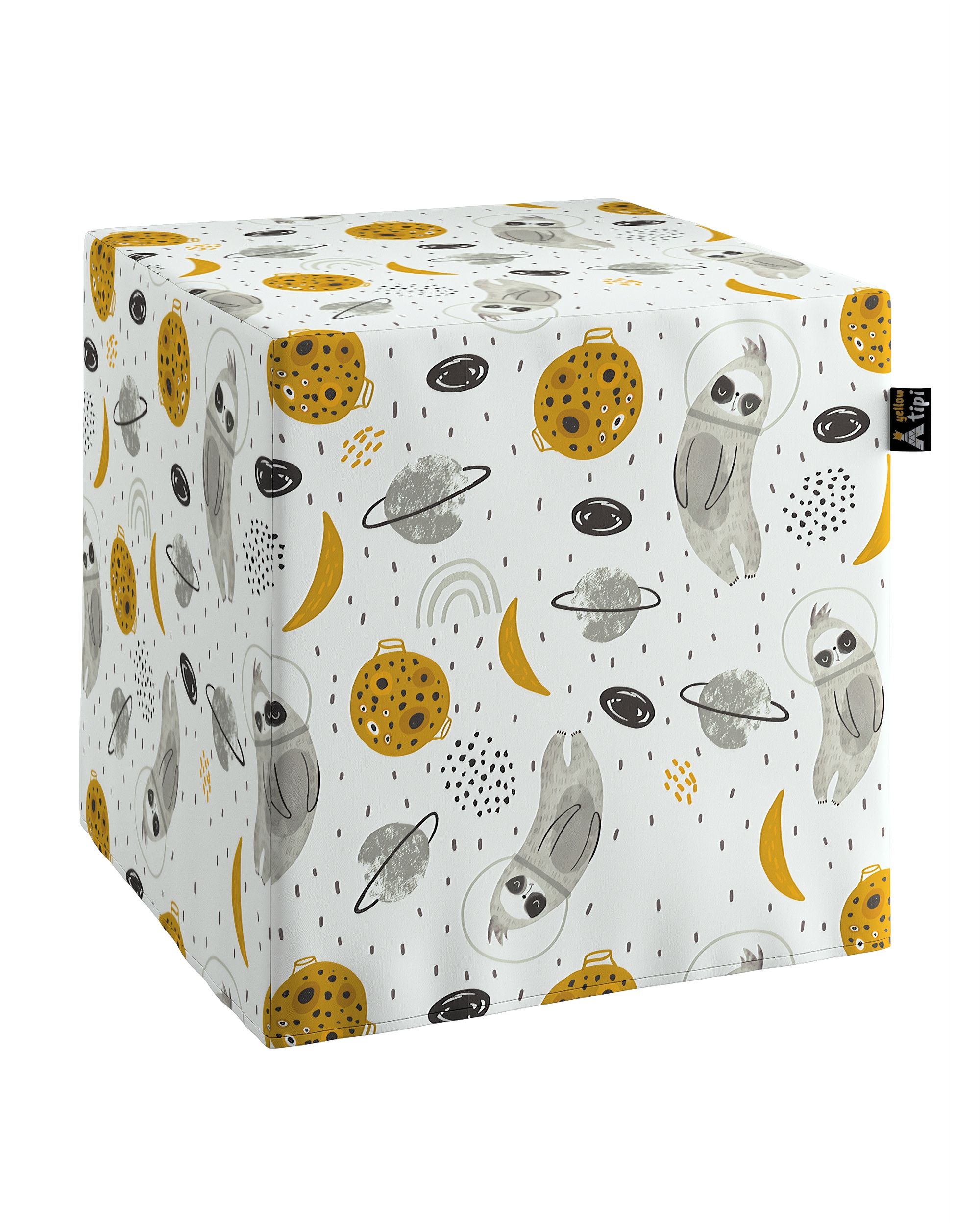 Pouf cube Nano couleur blanc tissu à motifs