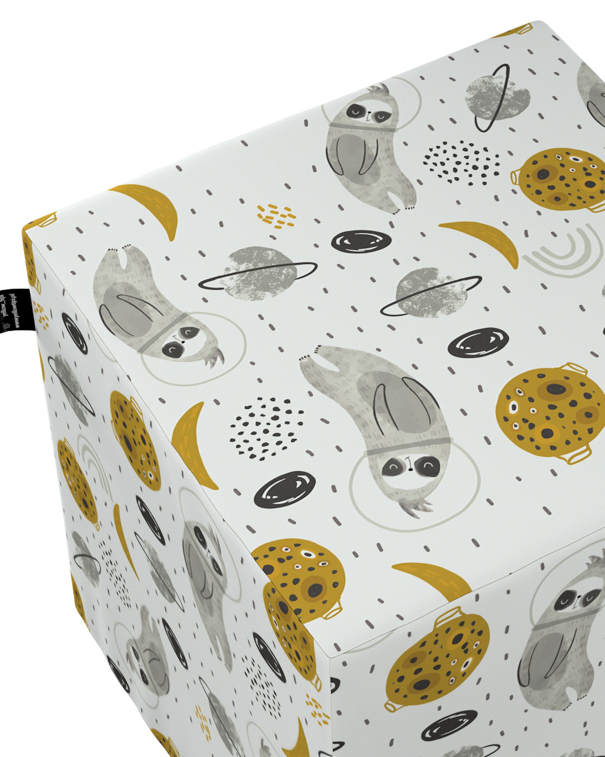 Pouf cube Nano couleur blanc tissu à motifs (hover)