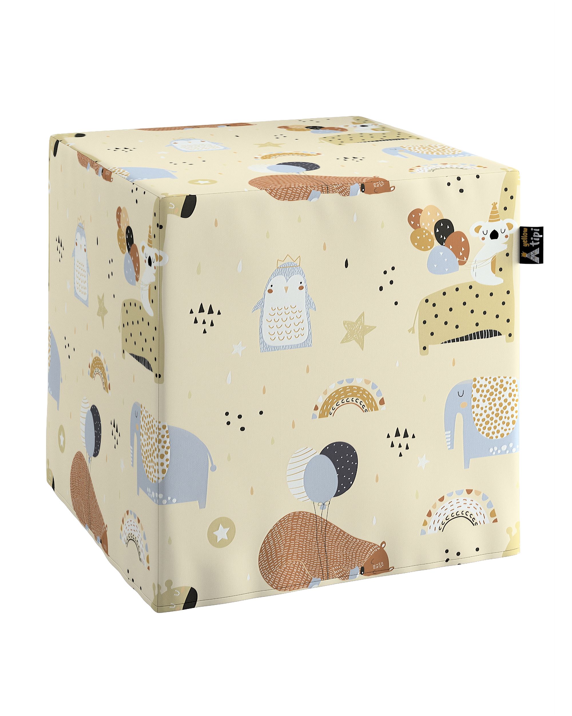 Pouf cube Nano couleur beige tissu à motifs