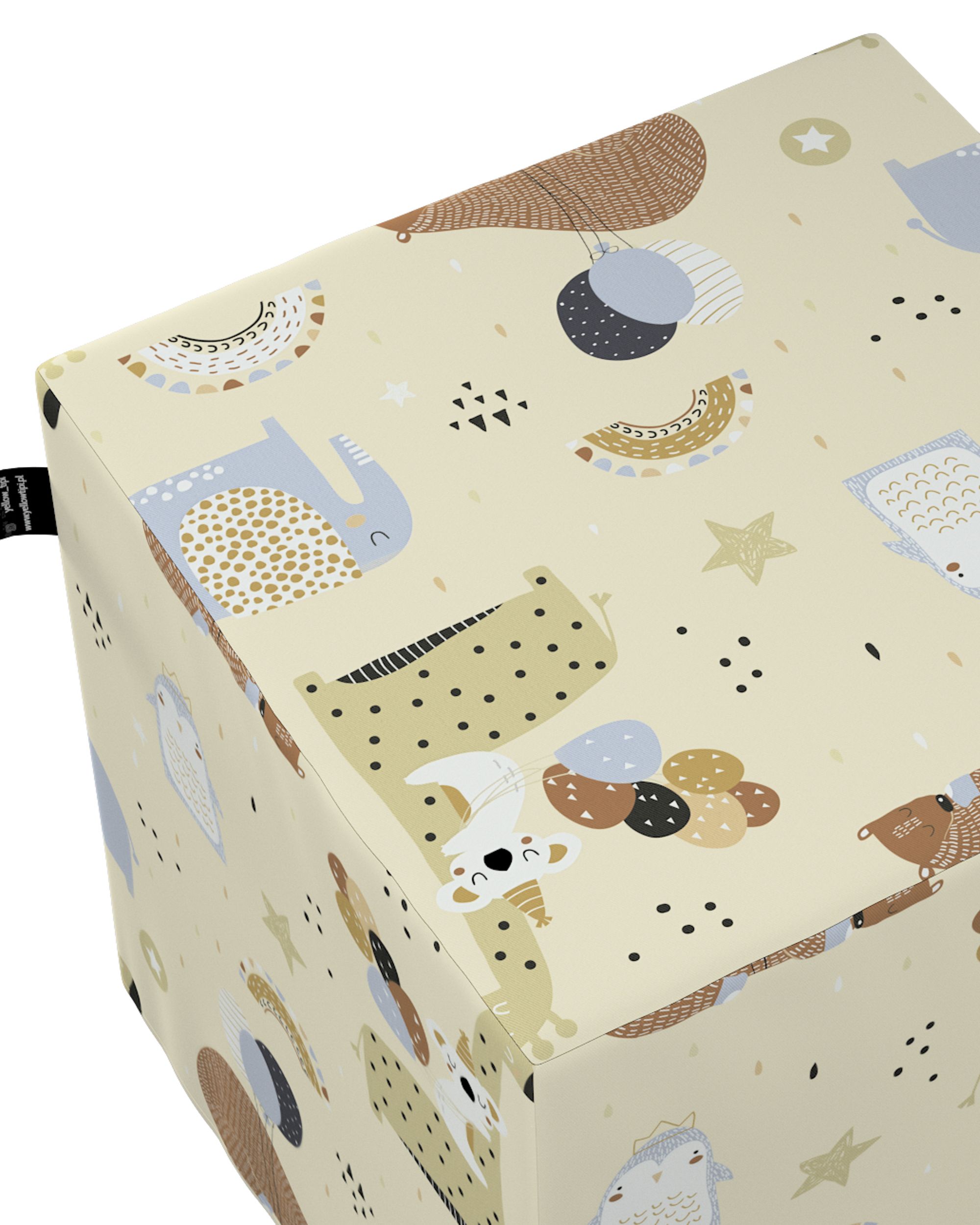 Pouf cube Nano couleur beige tissu à motifs (hover)