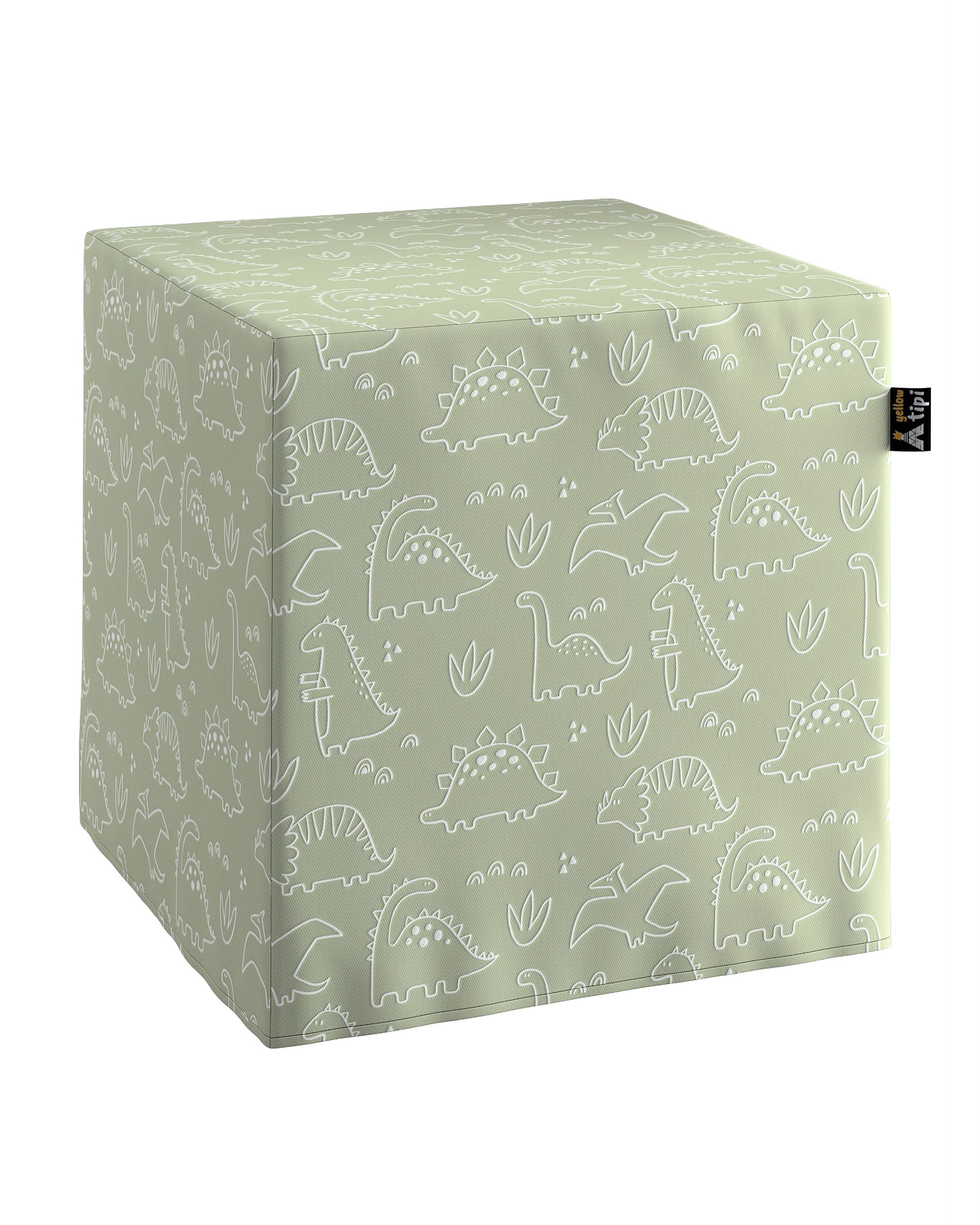 Pouf cube Nano couleur vert tissu à motifs