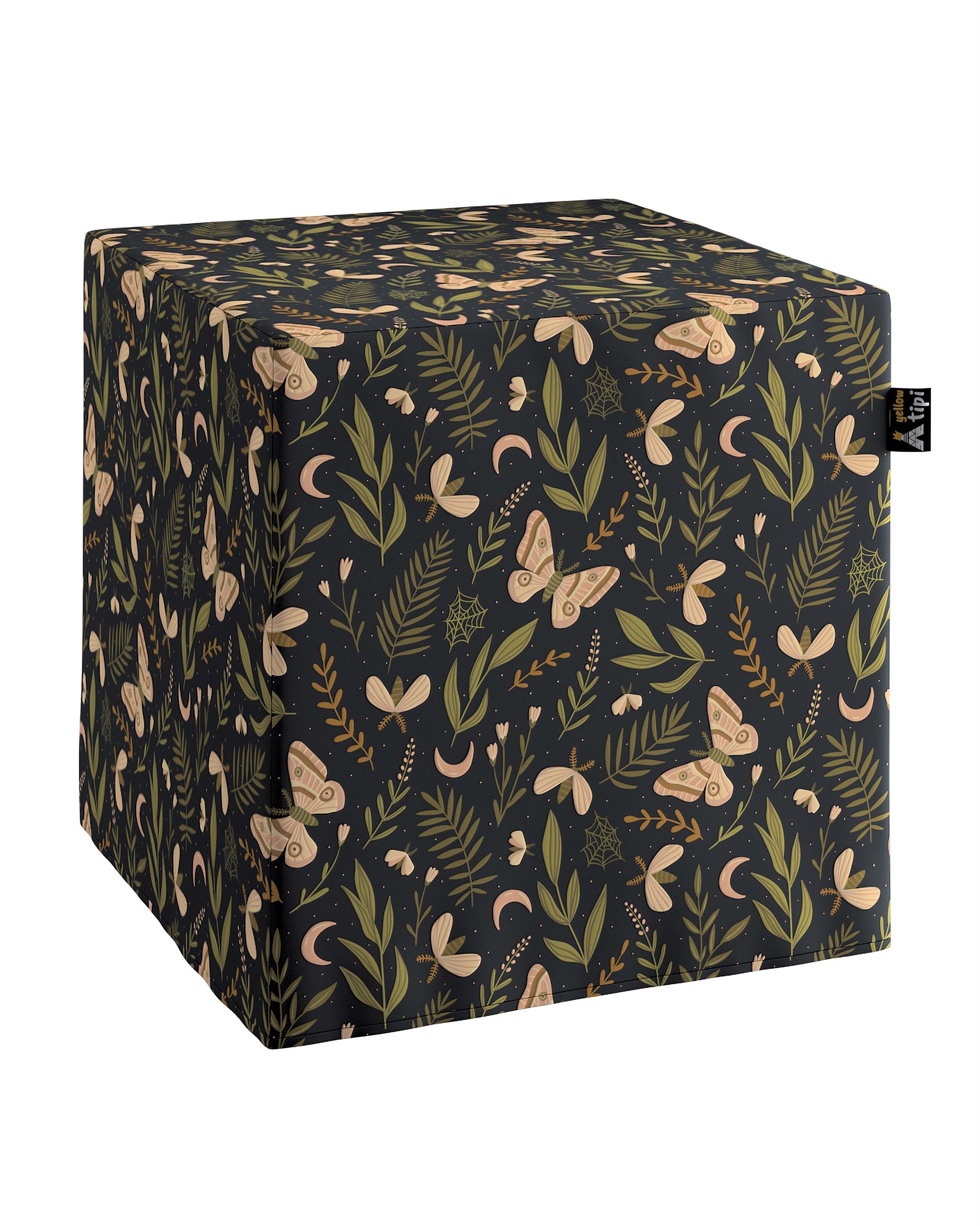 Pouf cube Nano couleur noir tissu à motifs