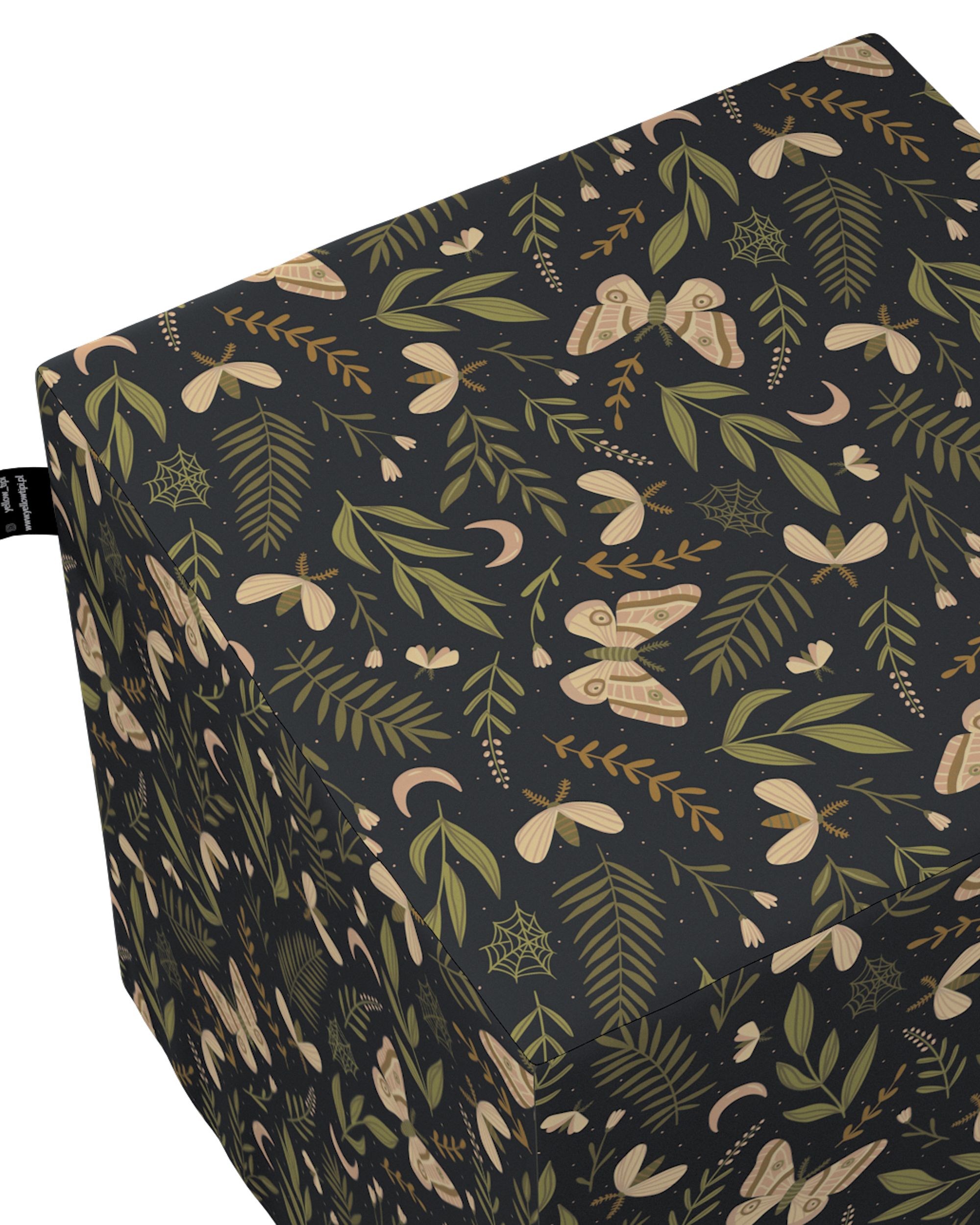 Pouf cube Nano couleur noir tissu à motifs (hover)