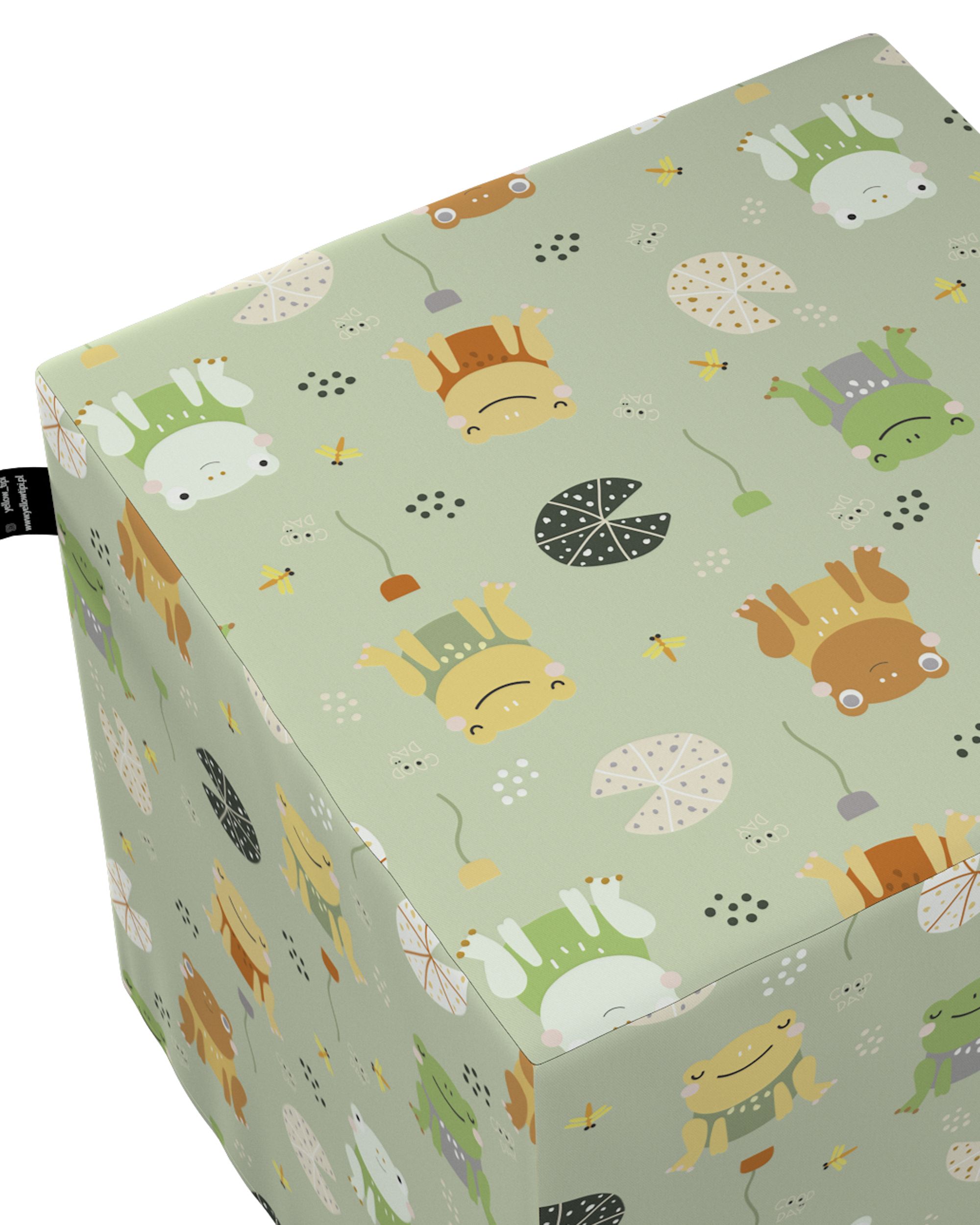 Pouf cube Nano couleur vert tissu à motifs (hover)