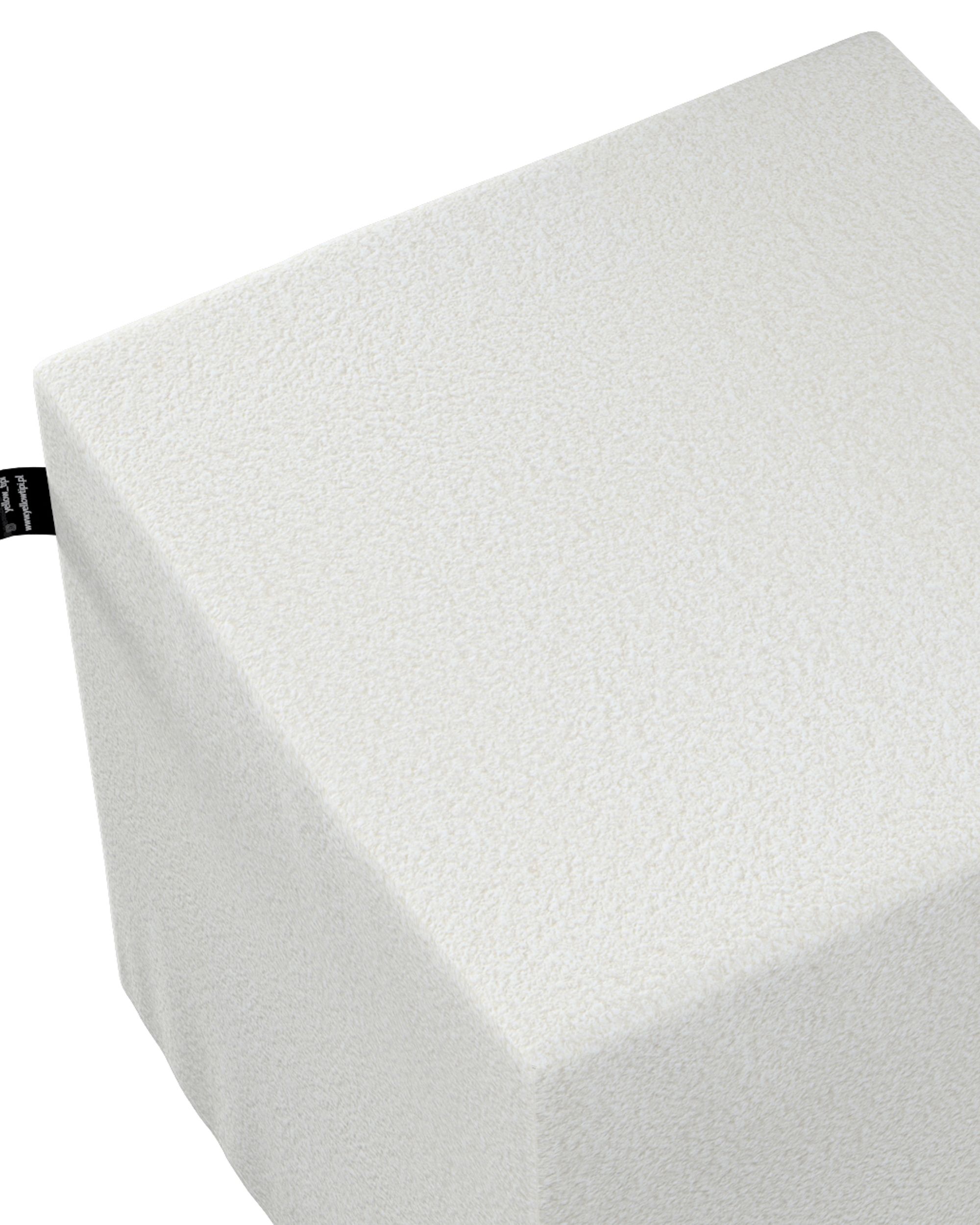 Pouf cube Nano couleur blanc tissu tresse (hover)