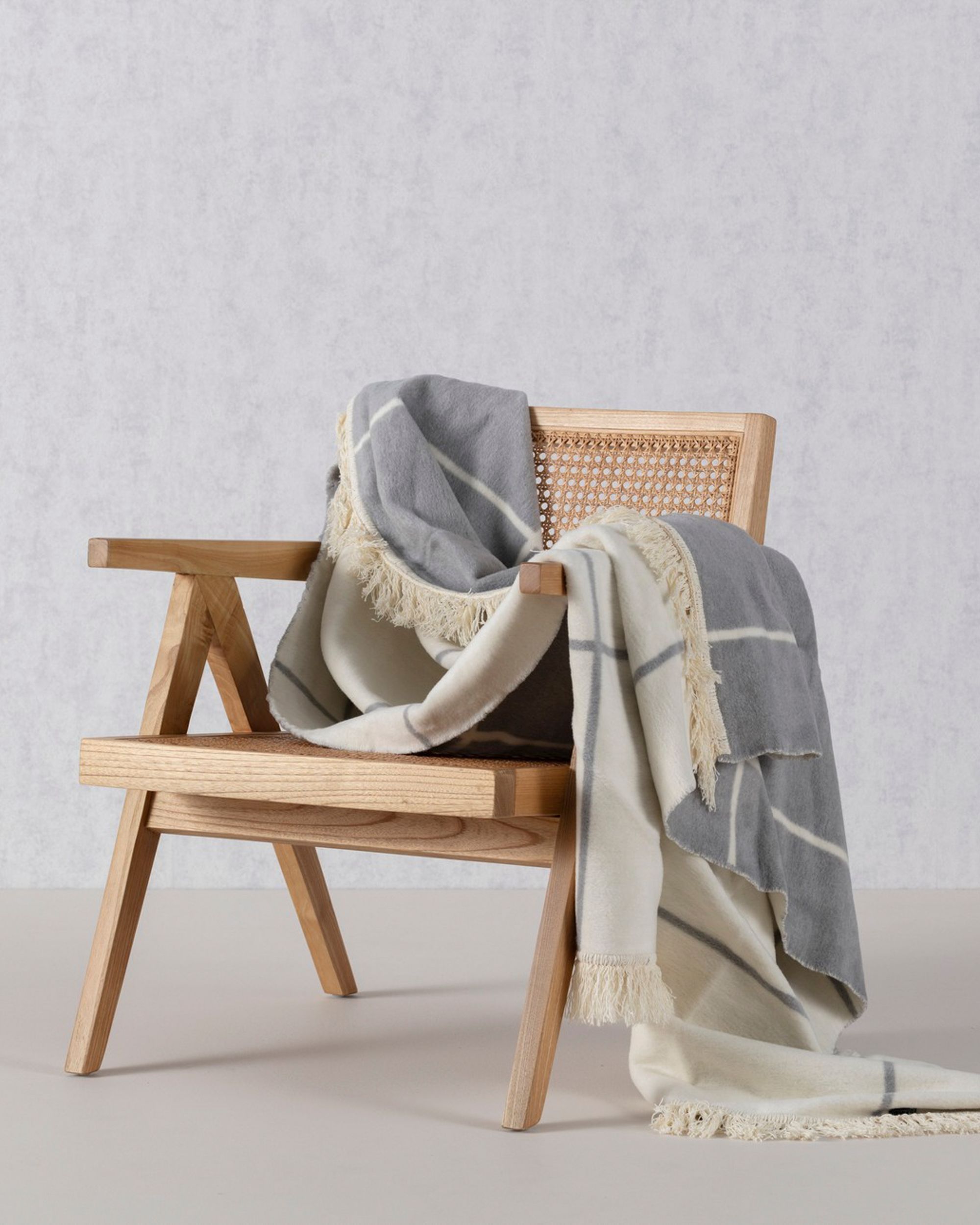 Couverture Cotton Cloud 150x200 Grey&Ecru Check