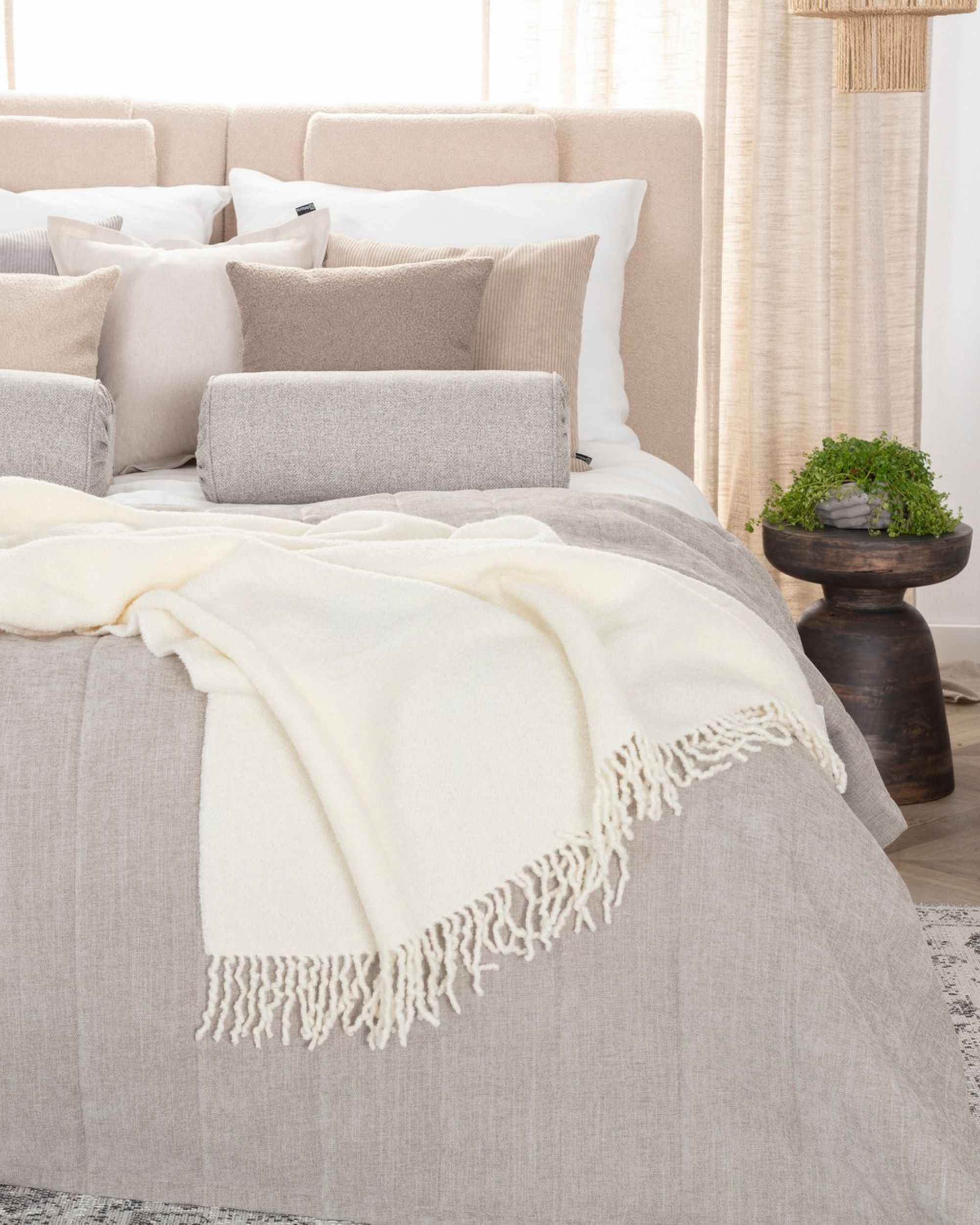 Plaid Boucle 140x200cm blanc crème