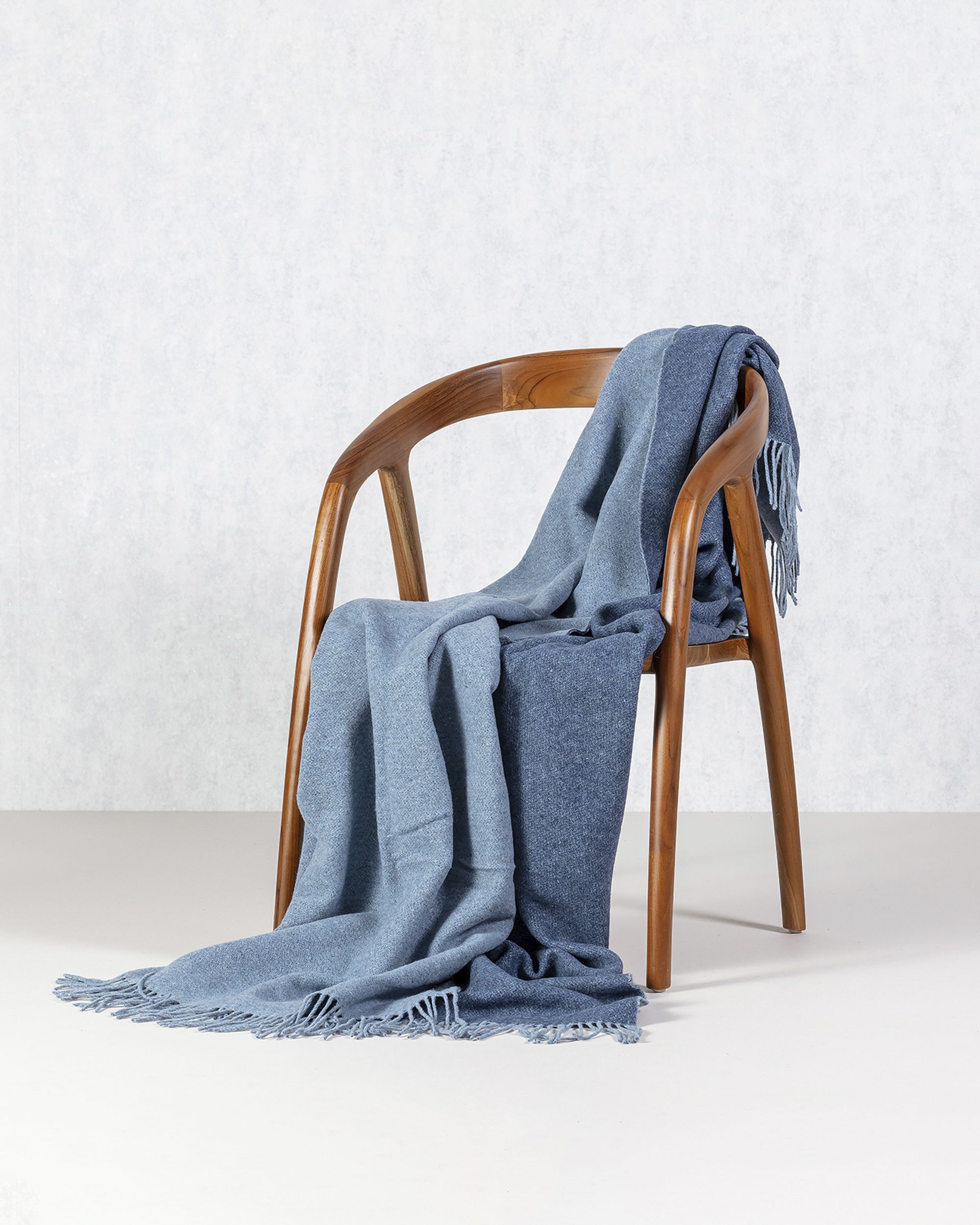 Plaid Merinos 140x200 cm melange blue