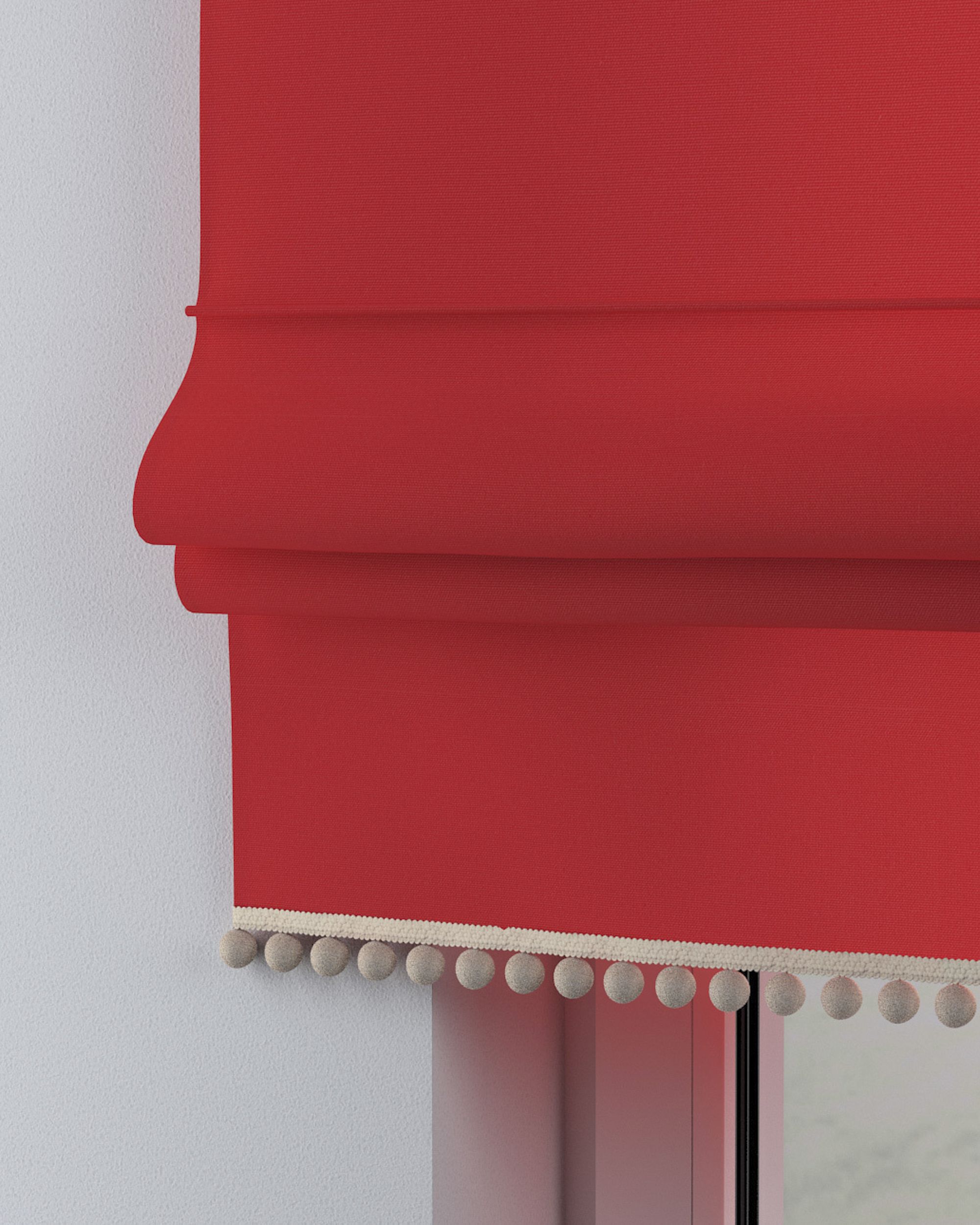 Store bateau à pompons couleur rouge