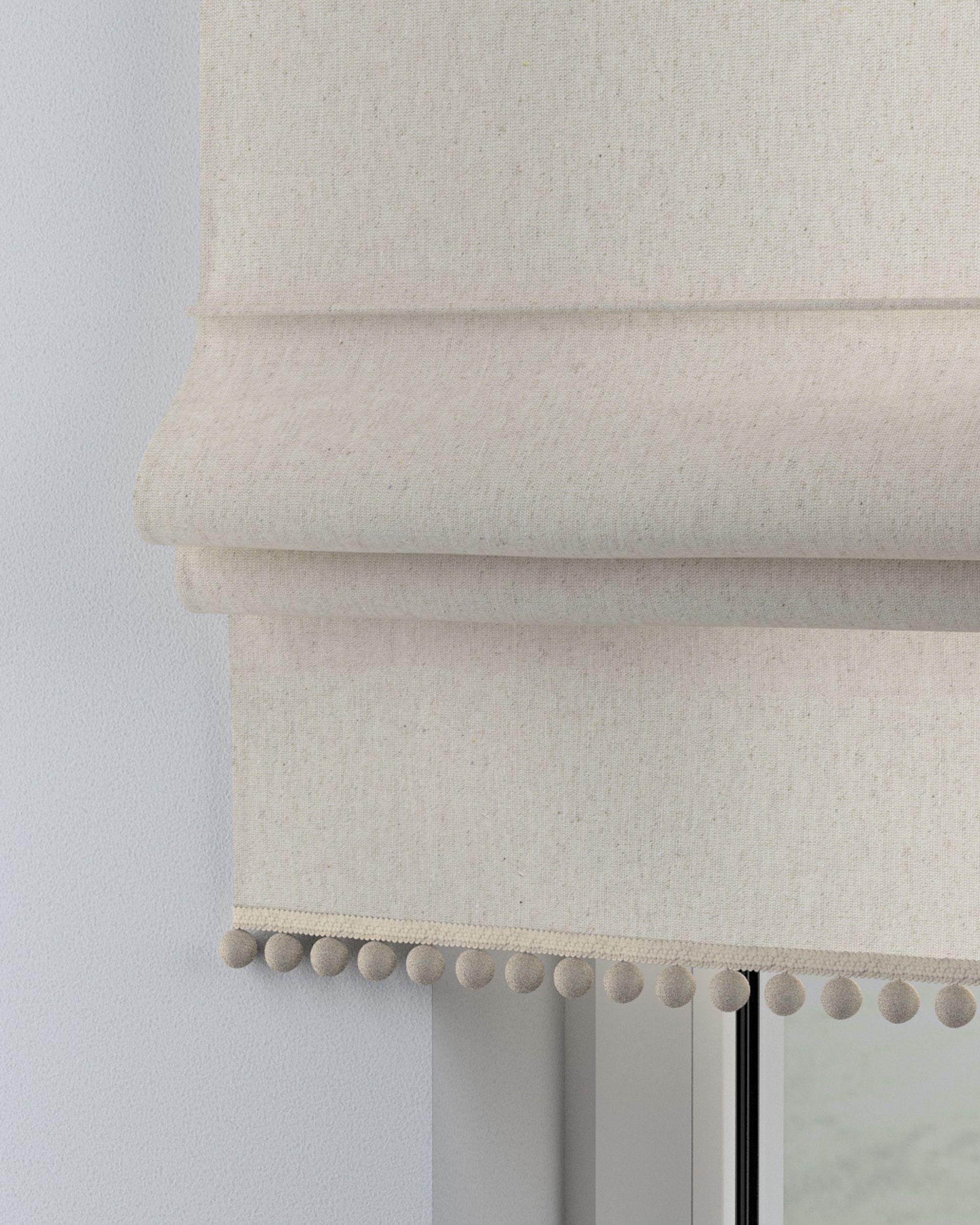 Store bateau à pompons couleur beige