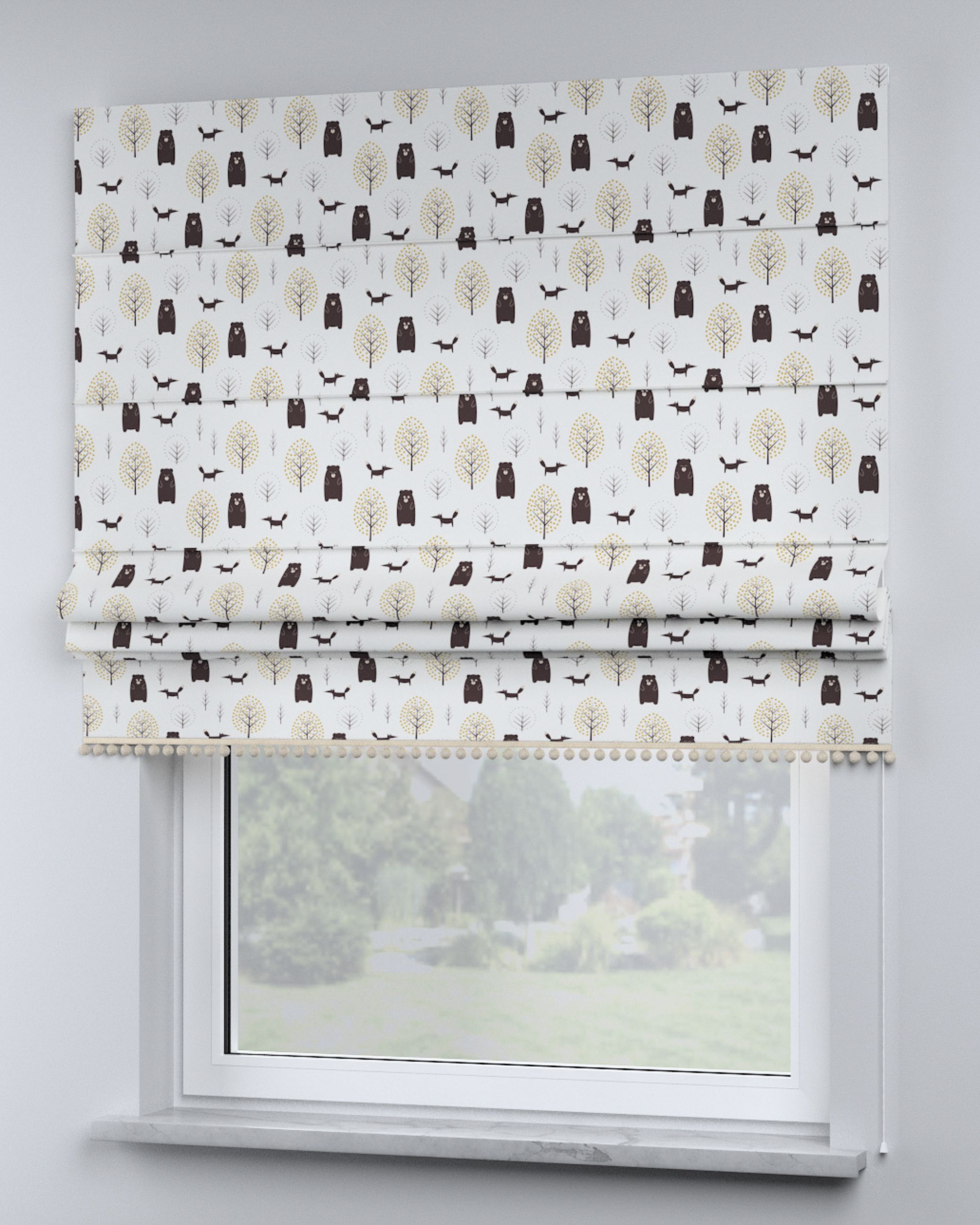 Store bateau à pompons couleur marron tissu à motifs (hover)