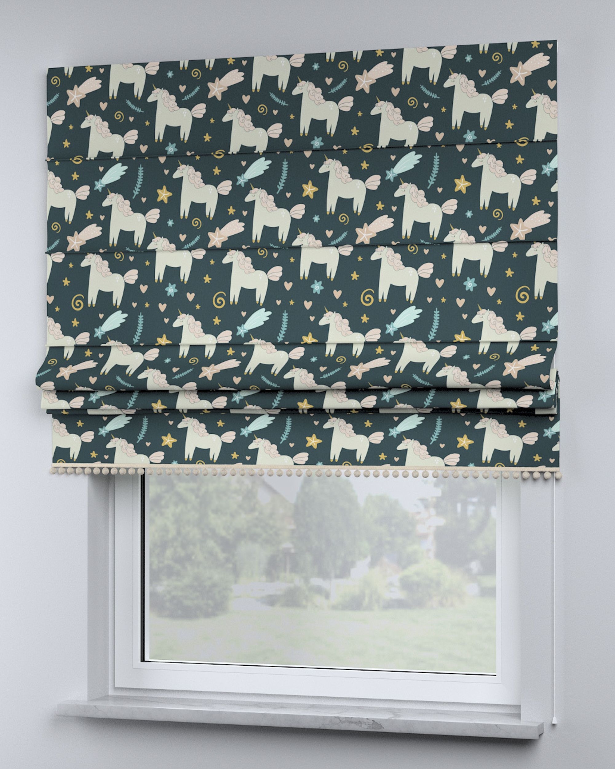 Store bateau à pompons couleur marron tissu à motifs (hover)