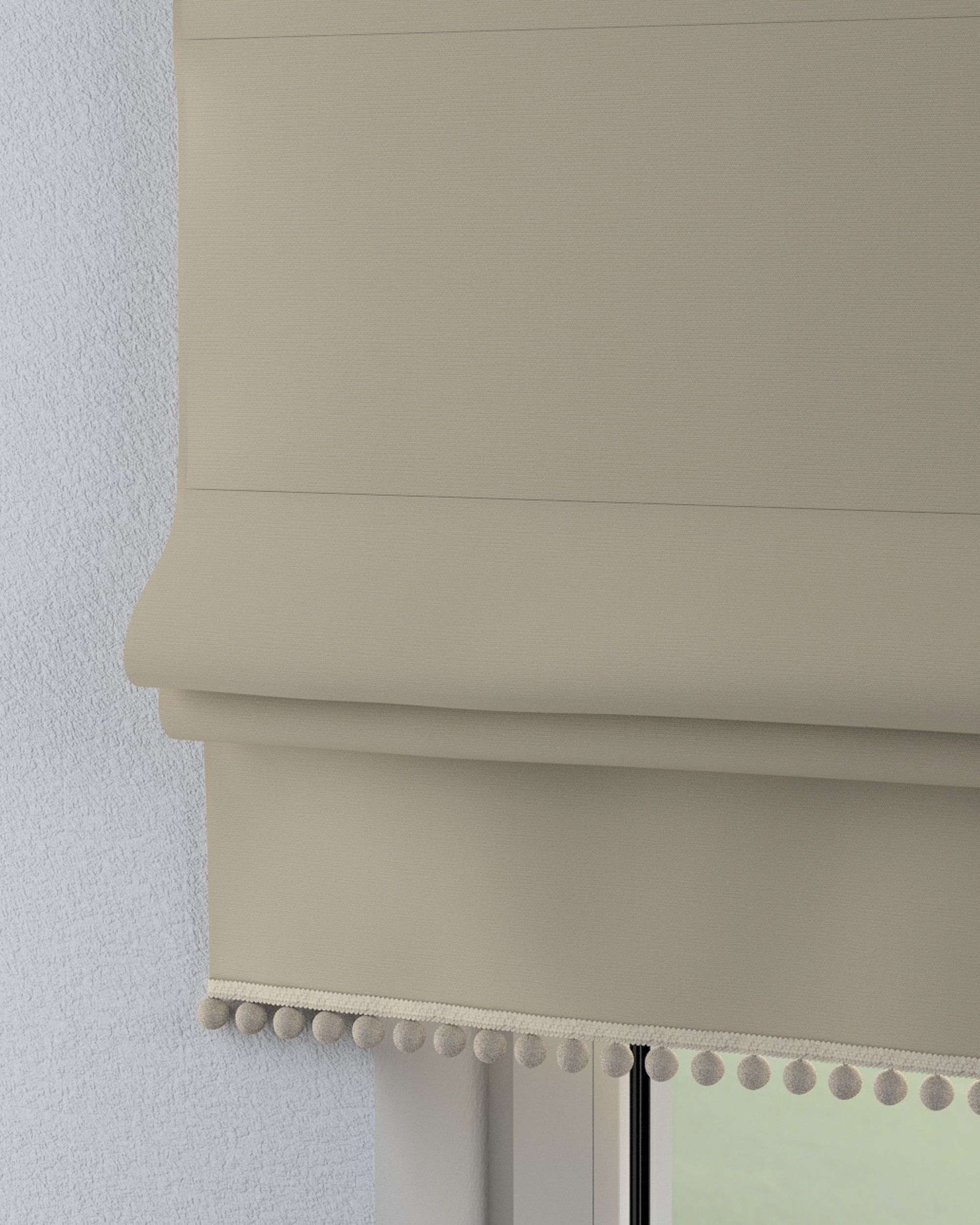 Store bateau à pompons couleur beige