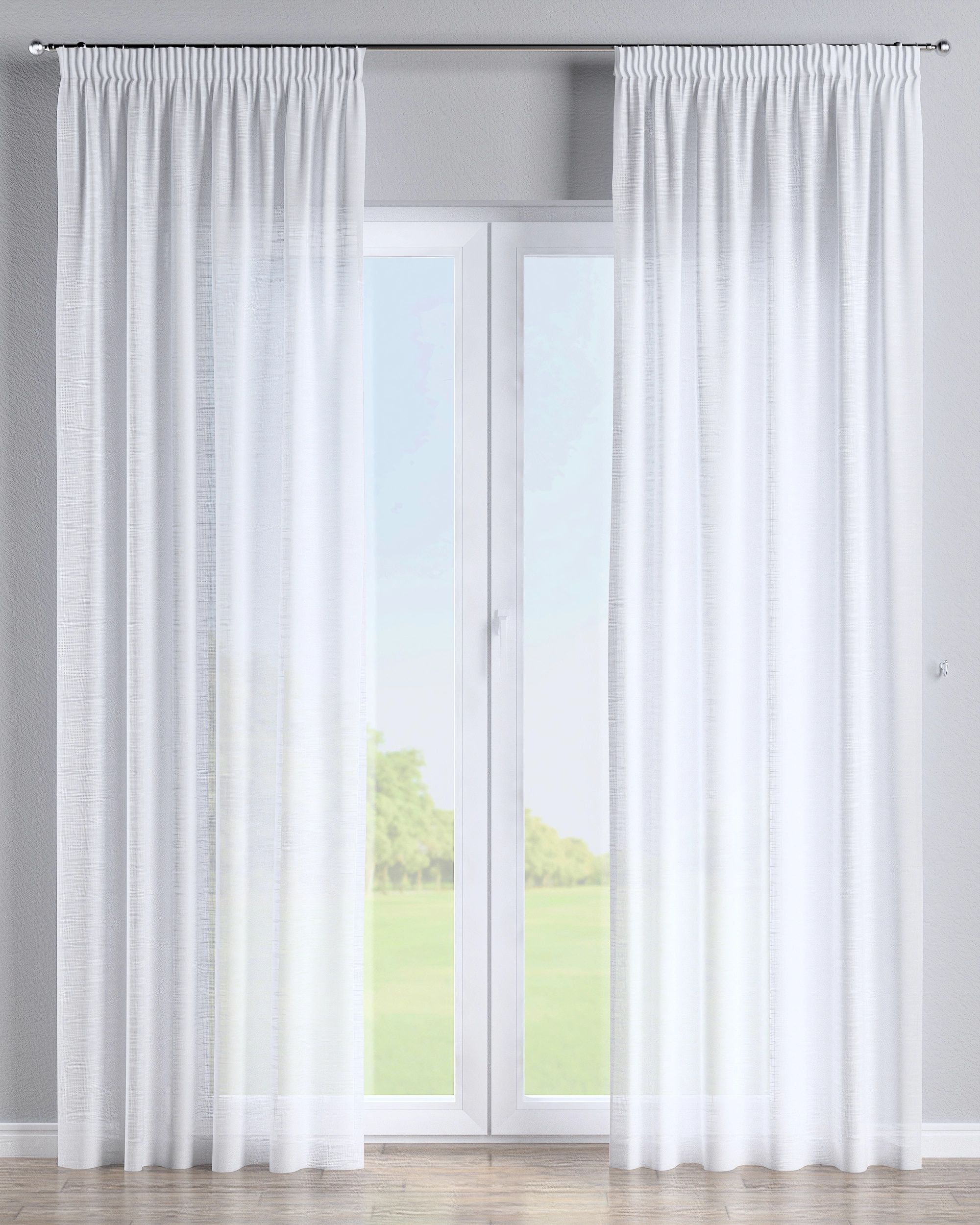 Rideau sur un ruban fronceur 1 pièce couleur blanc tissu semi-transparent, tresse