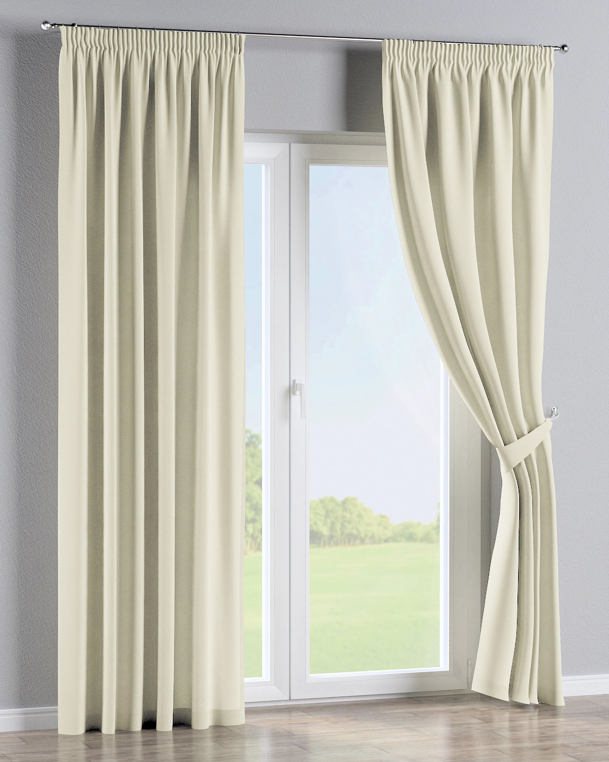 Rideau sur un ruban fronceur 1 pièce couleur crème (hover)