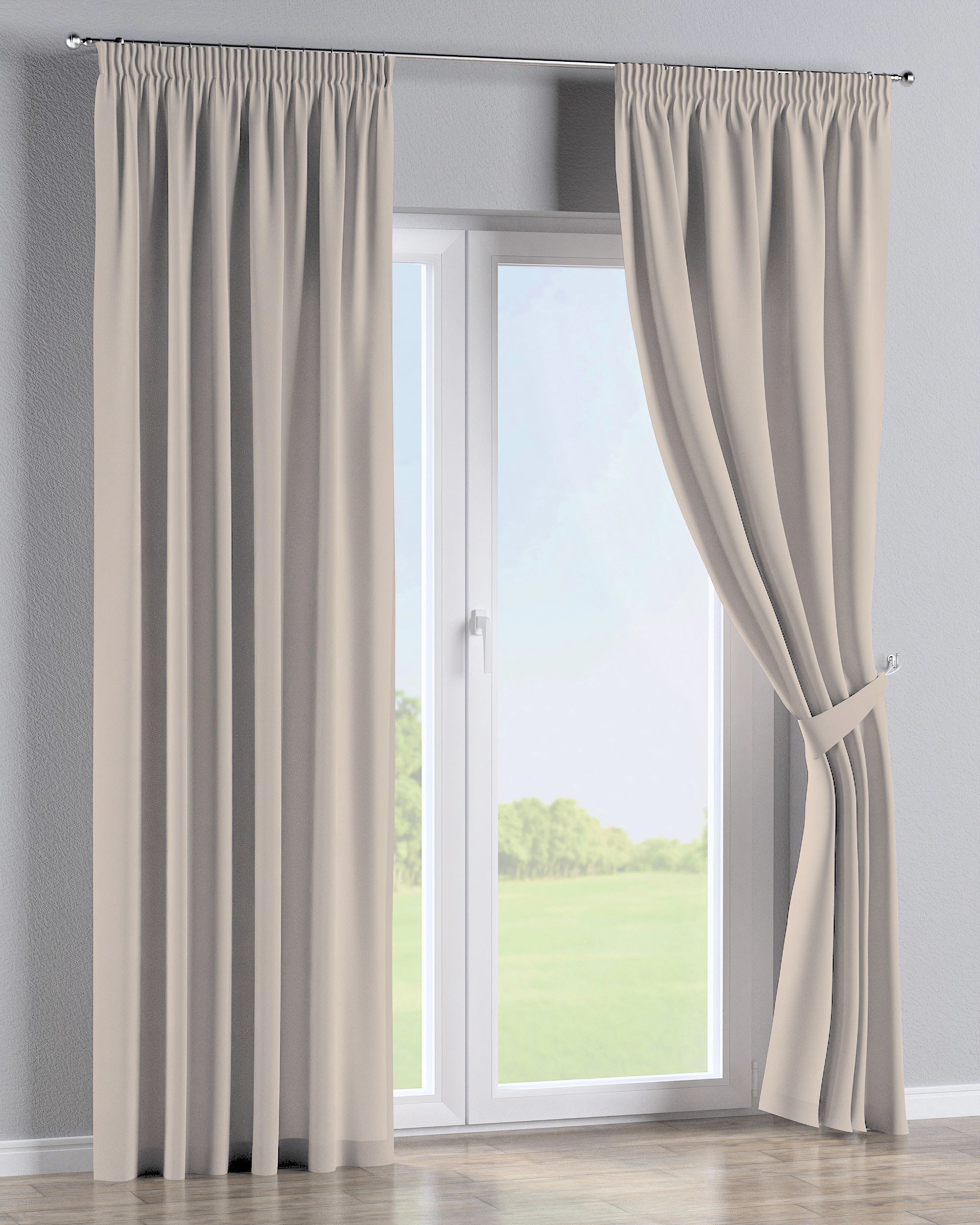 Rideau sur un ruban fronceur 1 pièce couleur beige (hover)