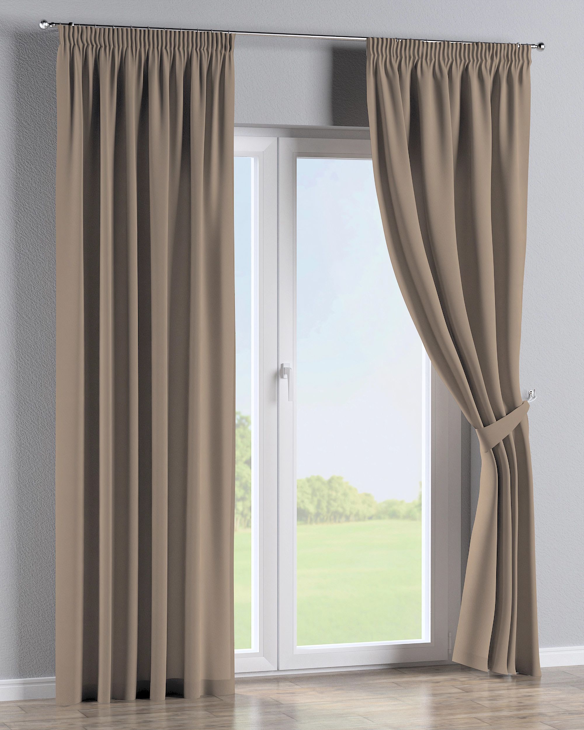 Rideau sur un ruban fronceur 1 pièce couleur beige (hover)