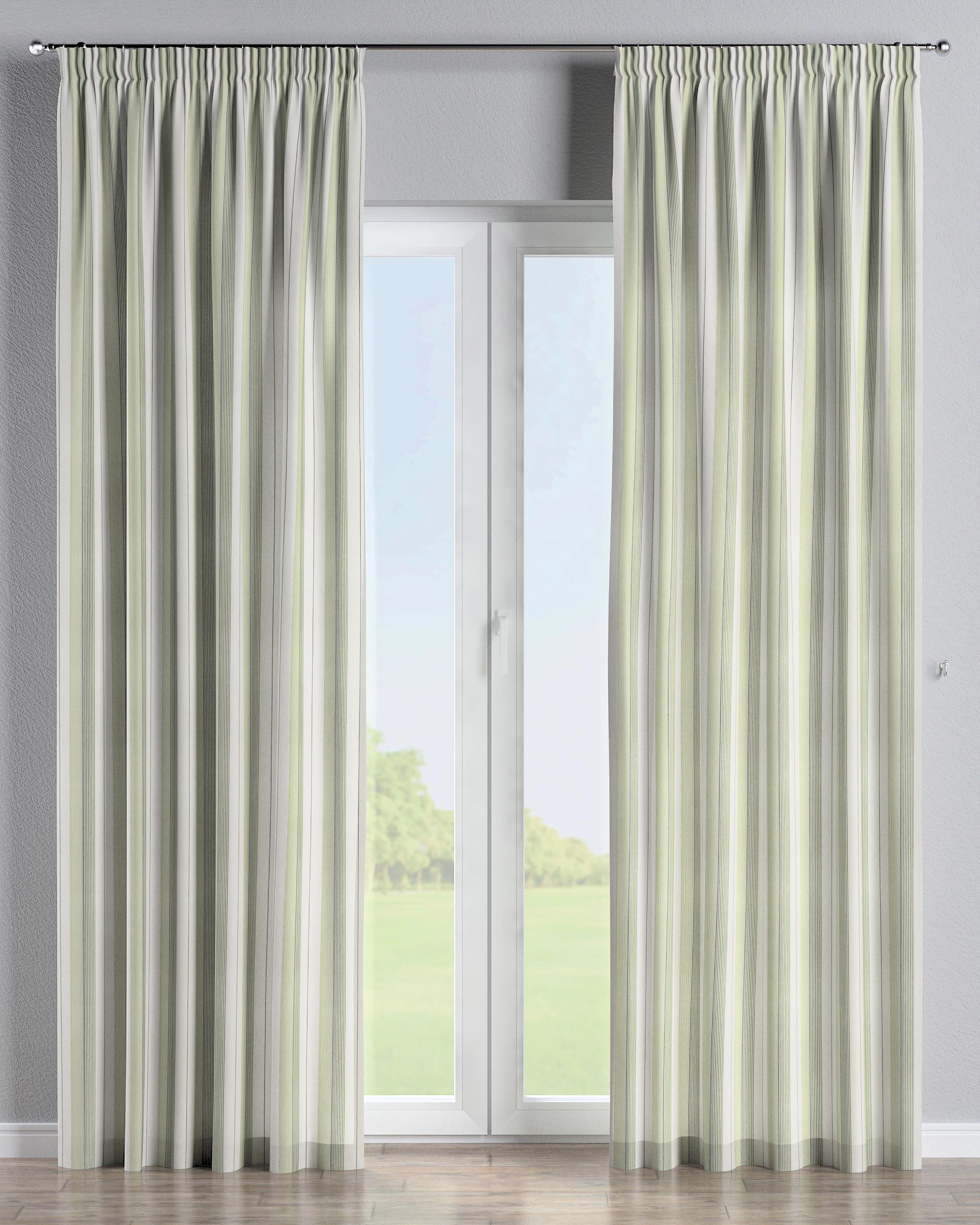Rideau sur un ruban fronceur 1 pièce couleur vert tissu tresse, à motifs