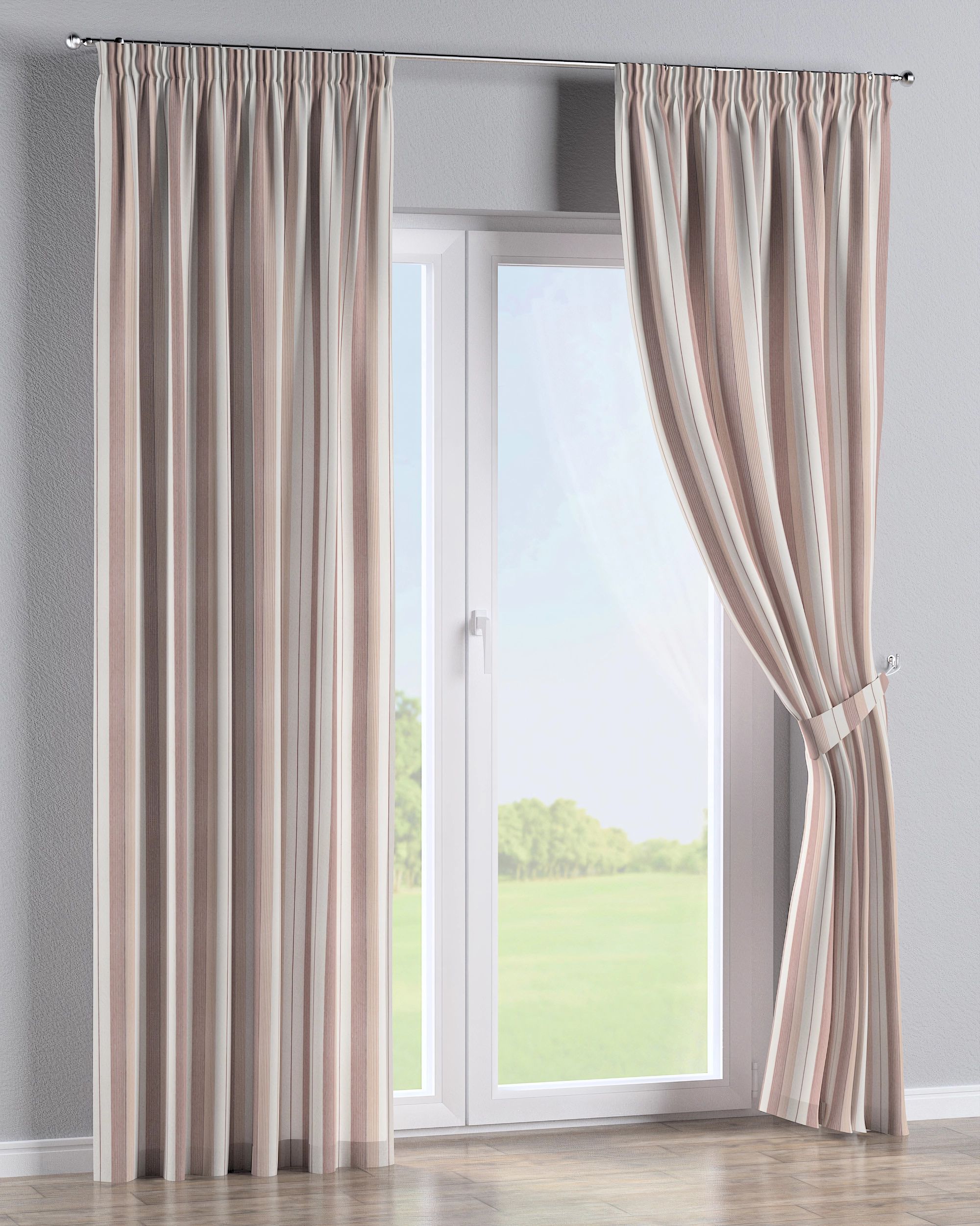 Rideau sur un ruban fronceur 1 pièce couleur rouge tissu tresse, à motifs (hover)