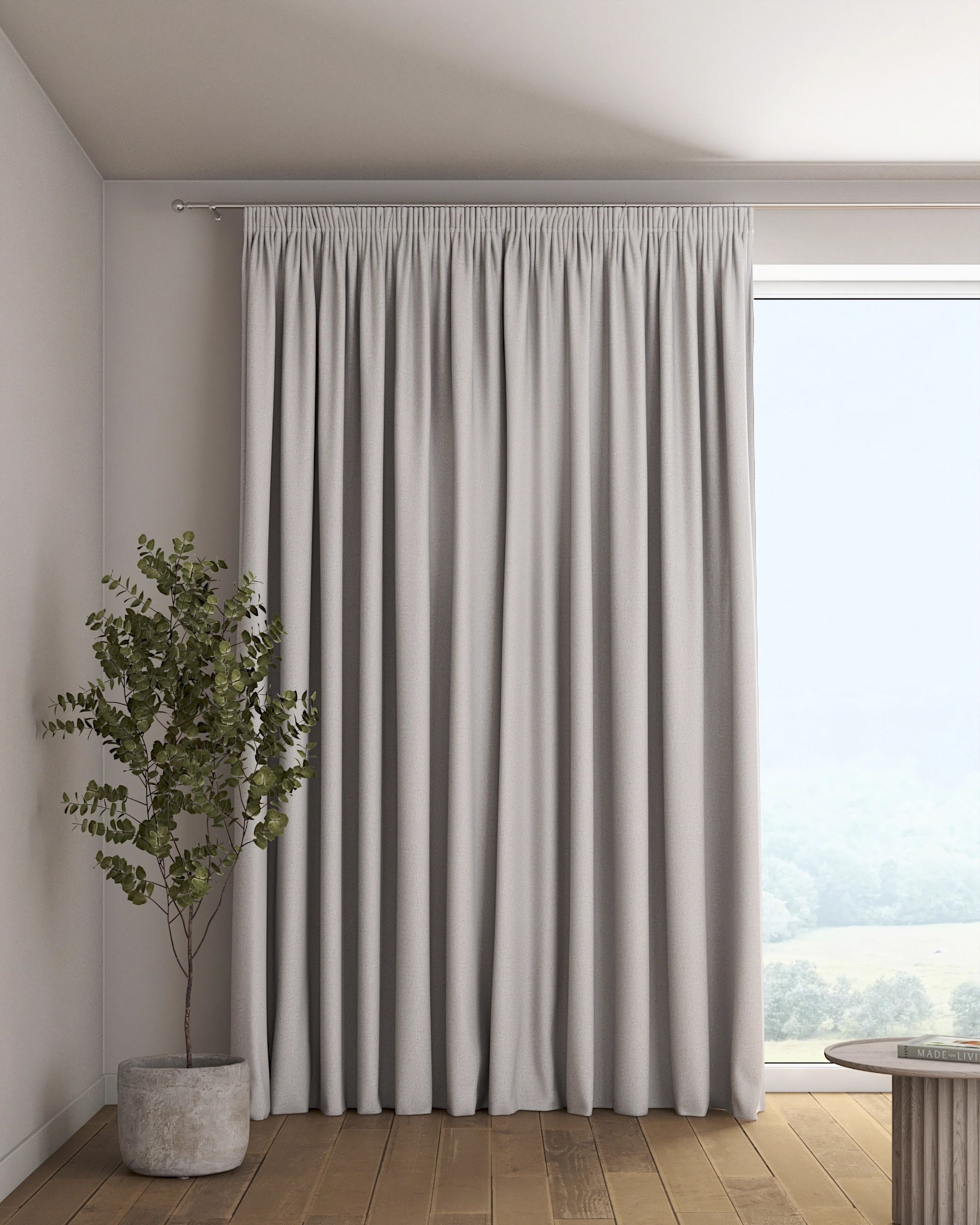 Rideau sur un ruban fronceur 1 pièce couleur gris tissu tresse, black-out