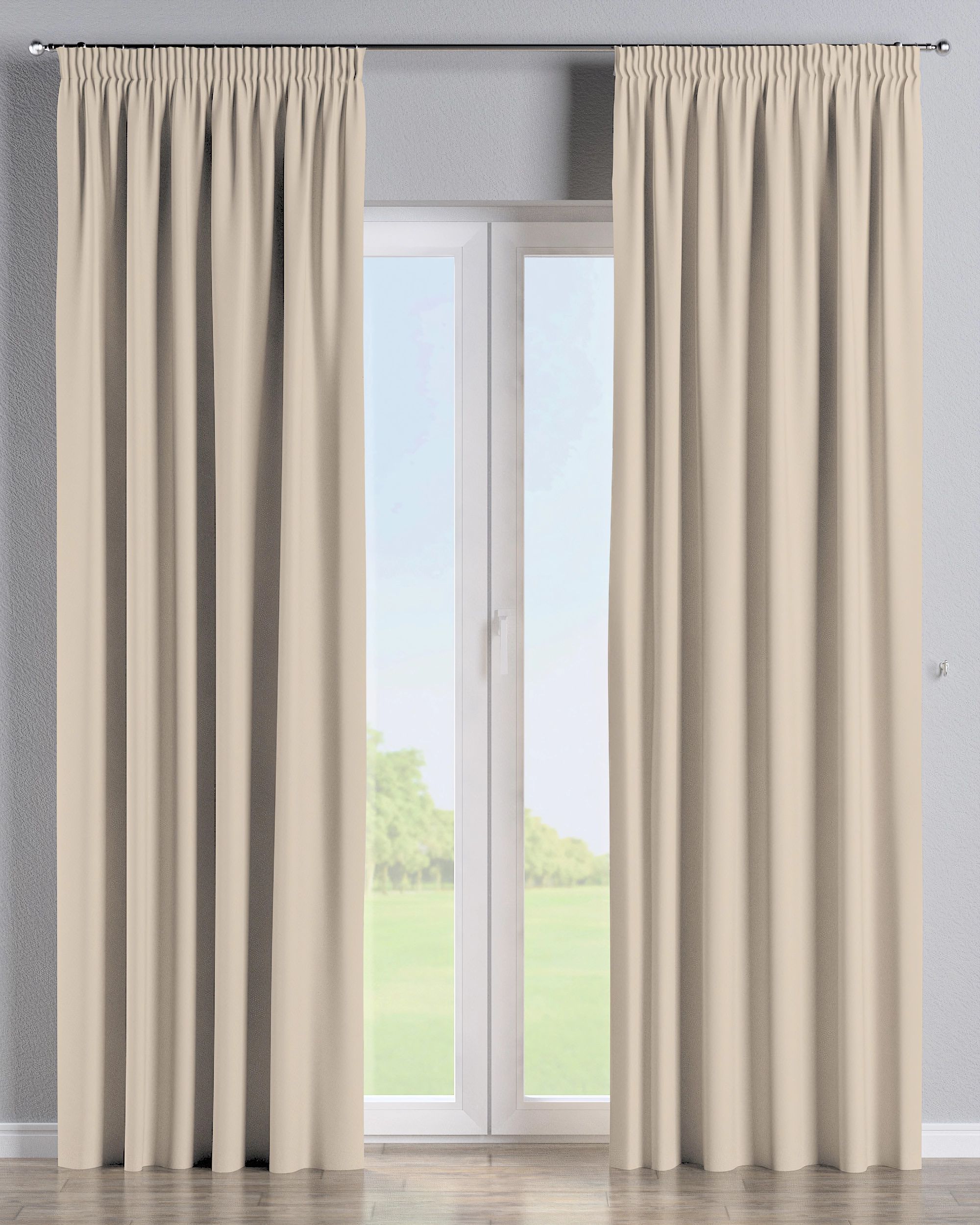 Rideau sur un ruban fronceur 1 pièce couleur beige tissu black-out