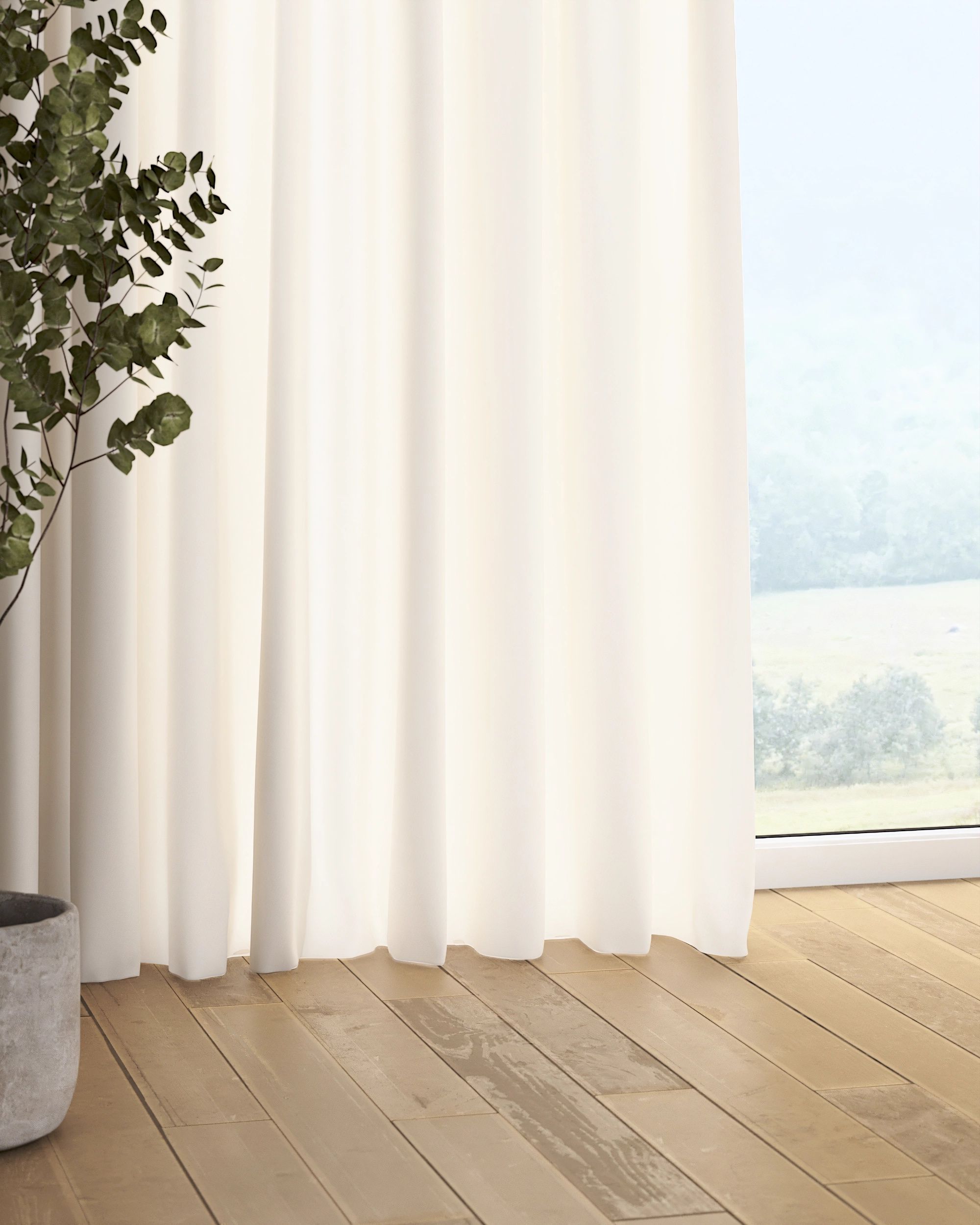 Rideau sur un ruban fronceur 1 pièce couleur blanc tissu semi-transparent, tresse (hover)