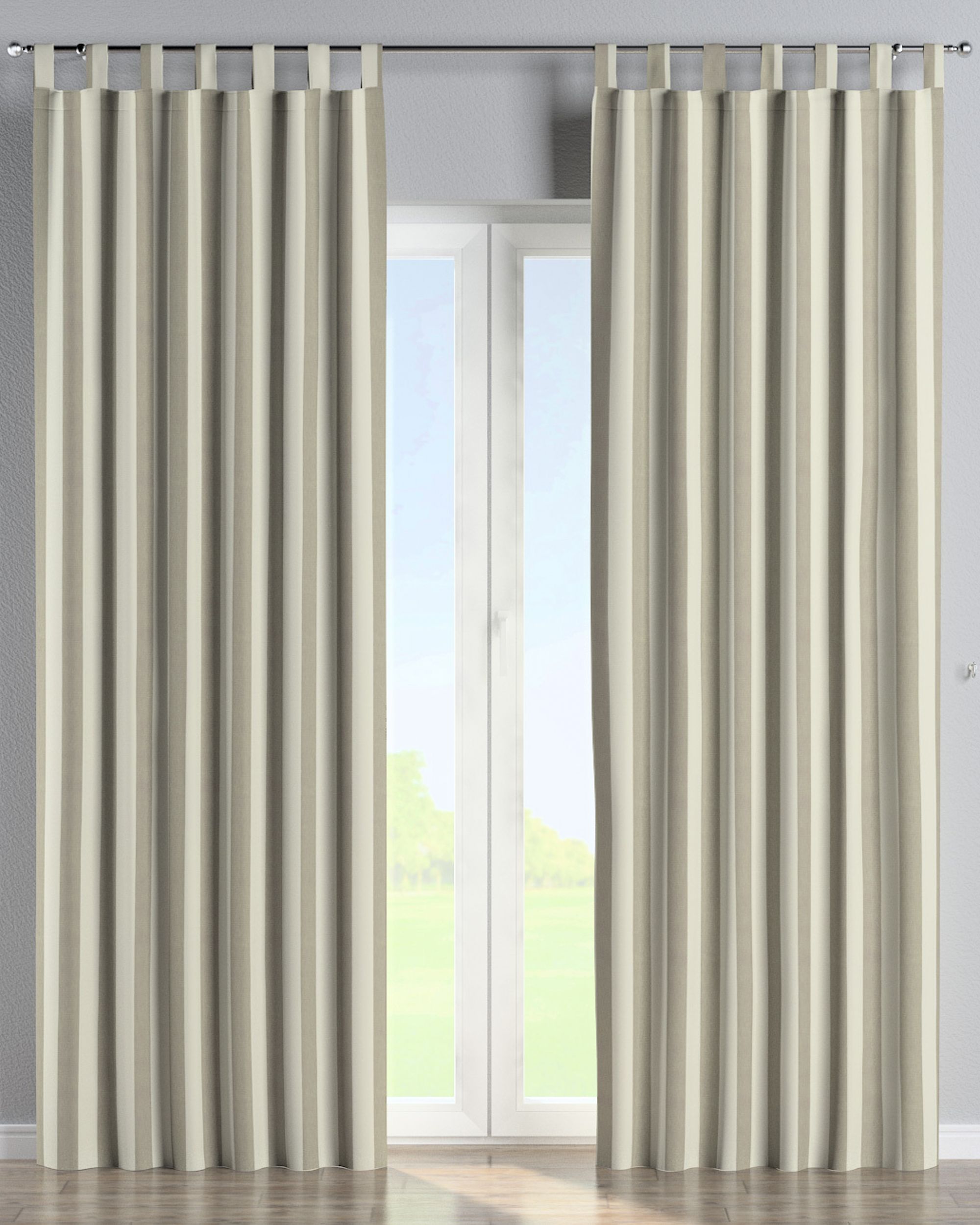 Rideau à pattes 1 pièce couleur beige tissu à motifs