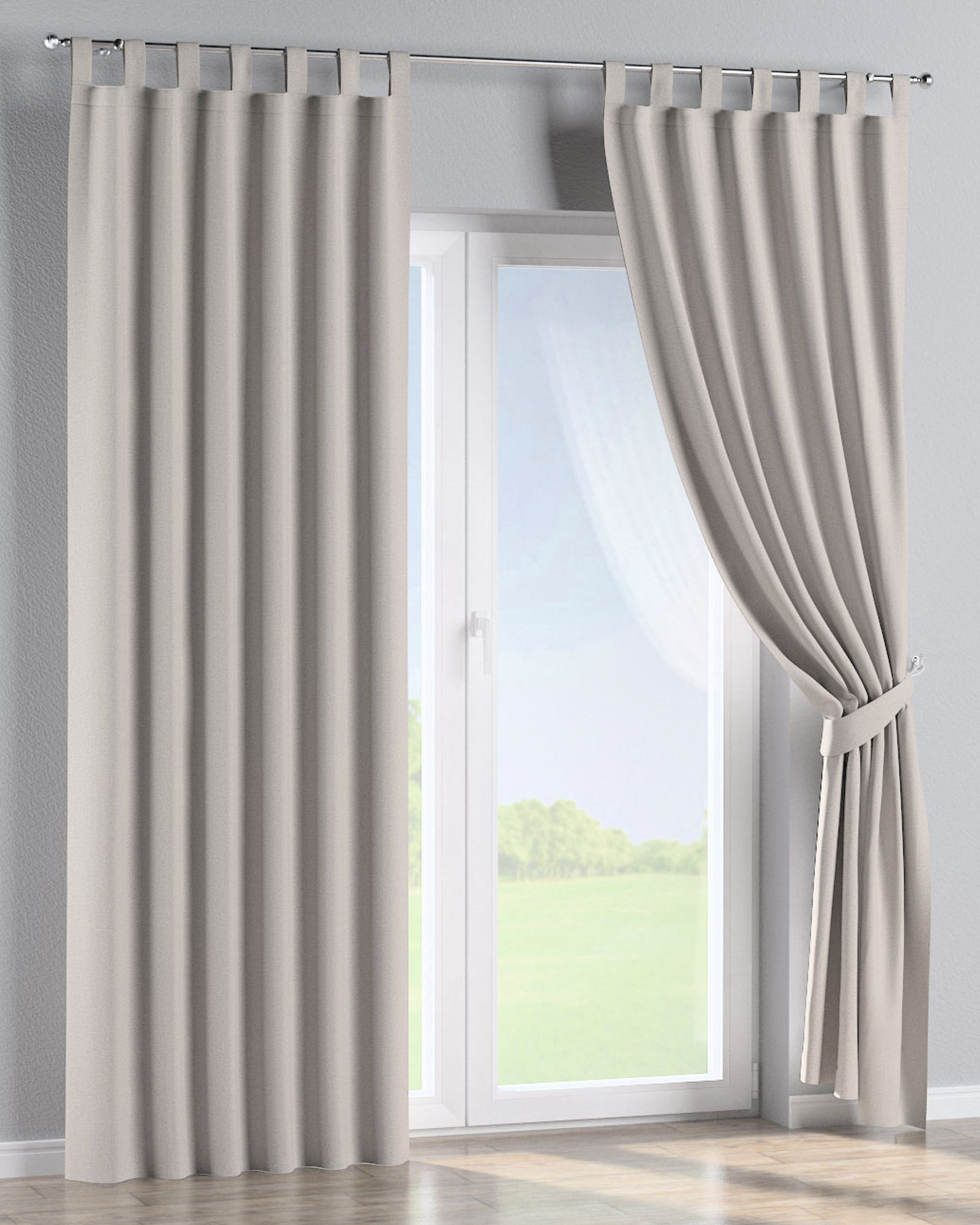 Rideau à pattes 1 pièce couleur beige tissu tresse, black-out (hover)