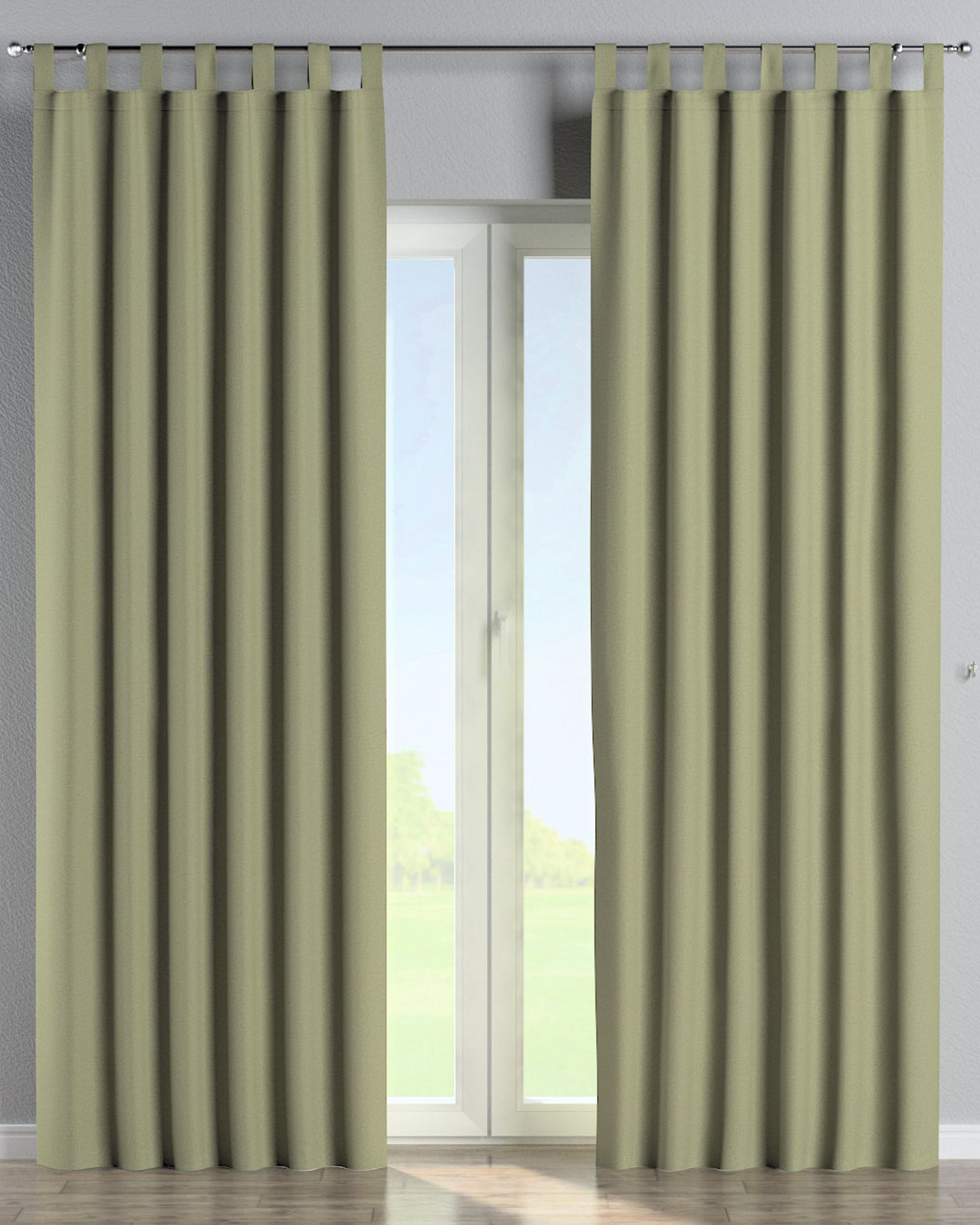 Rideau à pattes 1 pièce couleur vert tissu tresse, black-out